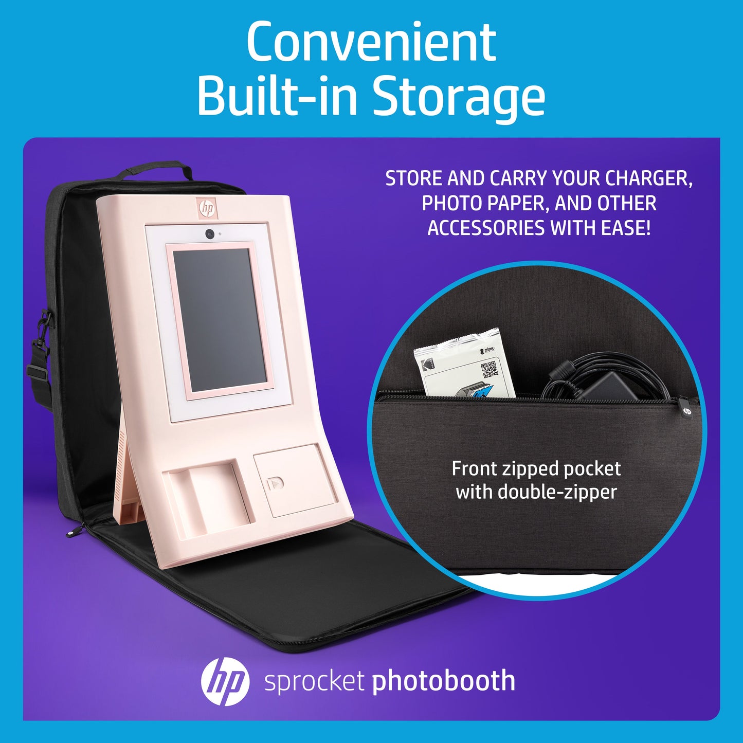 HP | HP Sprocket Photobooth Carrying Case with Removable Shoulder Strap - Black
