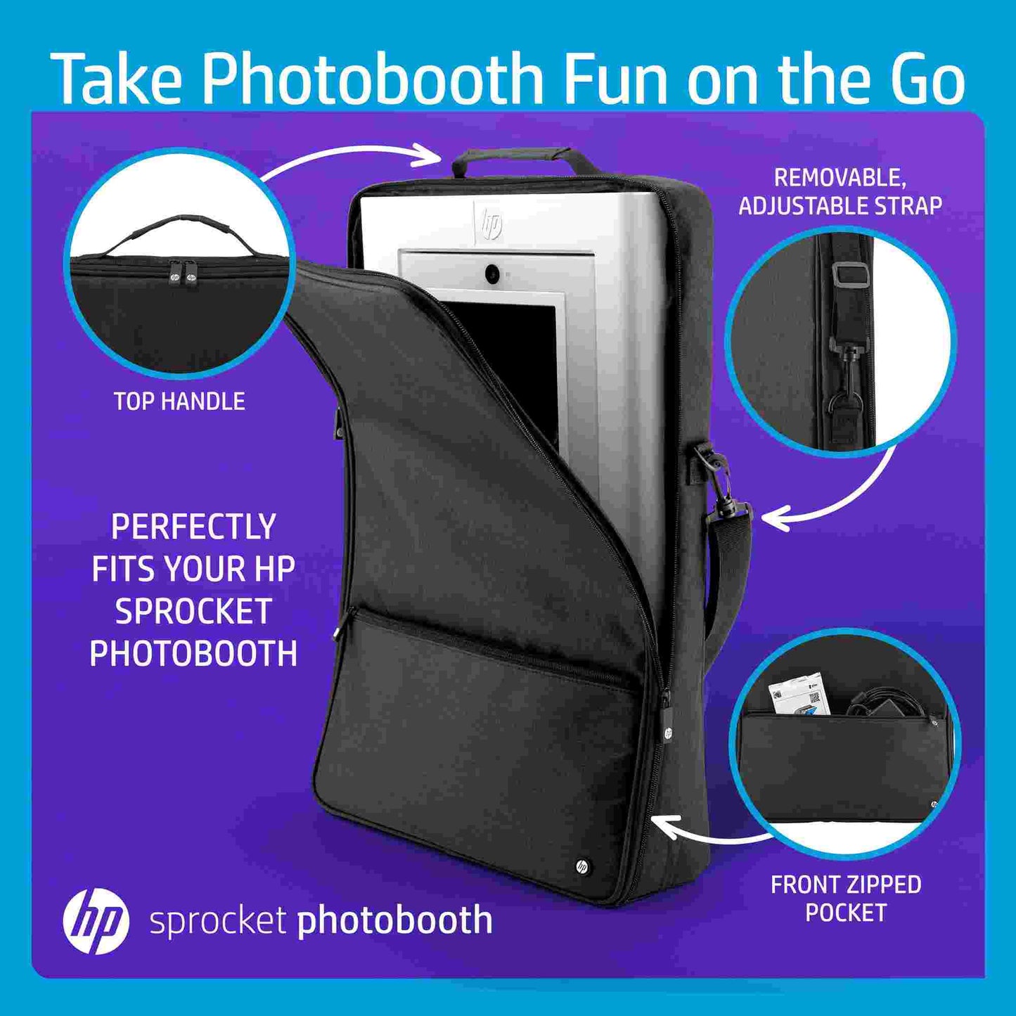 HP | HP Sprocket Photobooth Carrying Case with Removable Shoulder Strap - Black