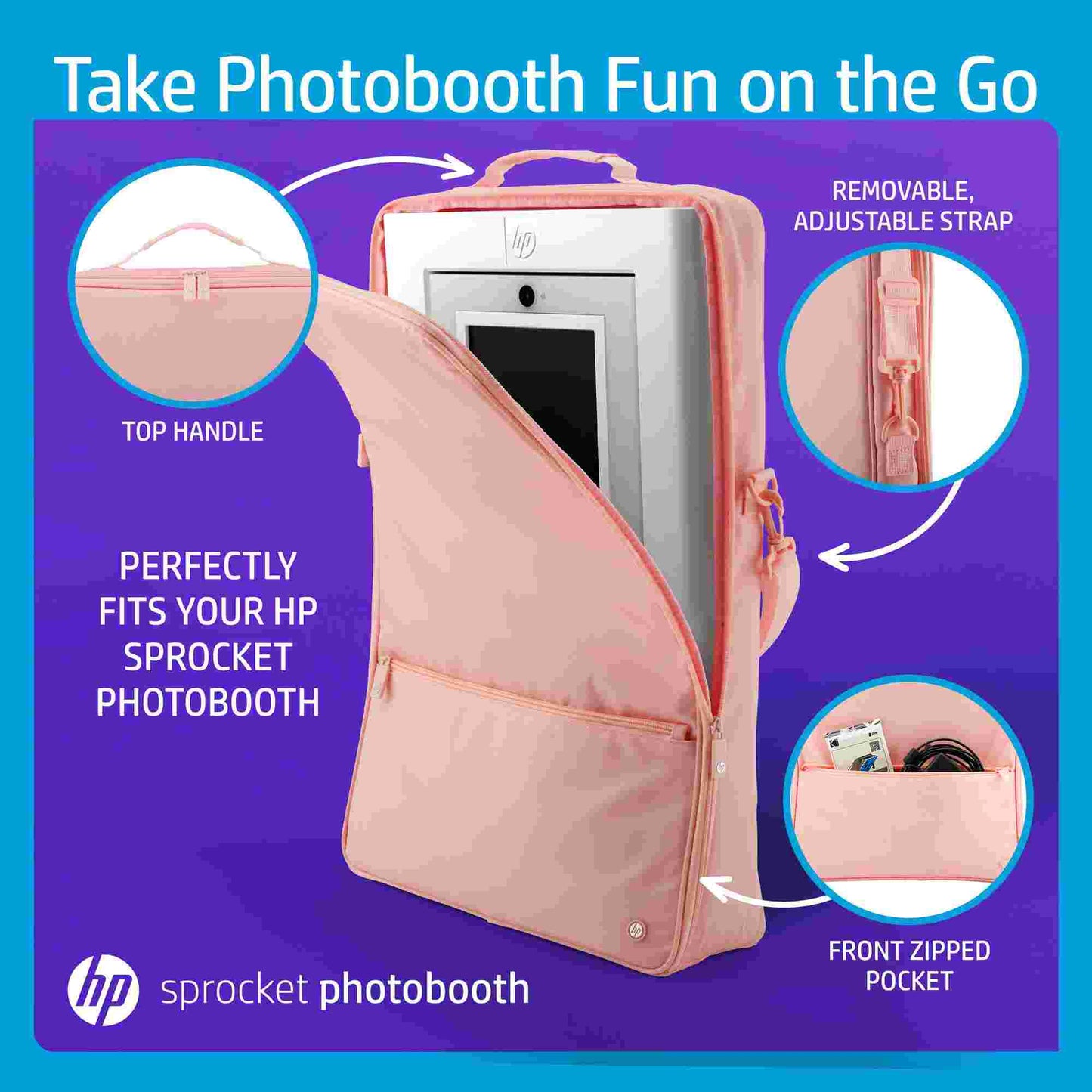 HP | HP Sprocket Photobooth Carrying Case with Removable Shoulder Strap - Pink