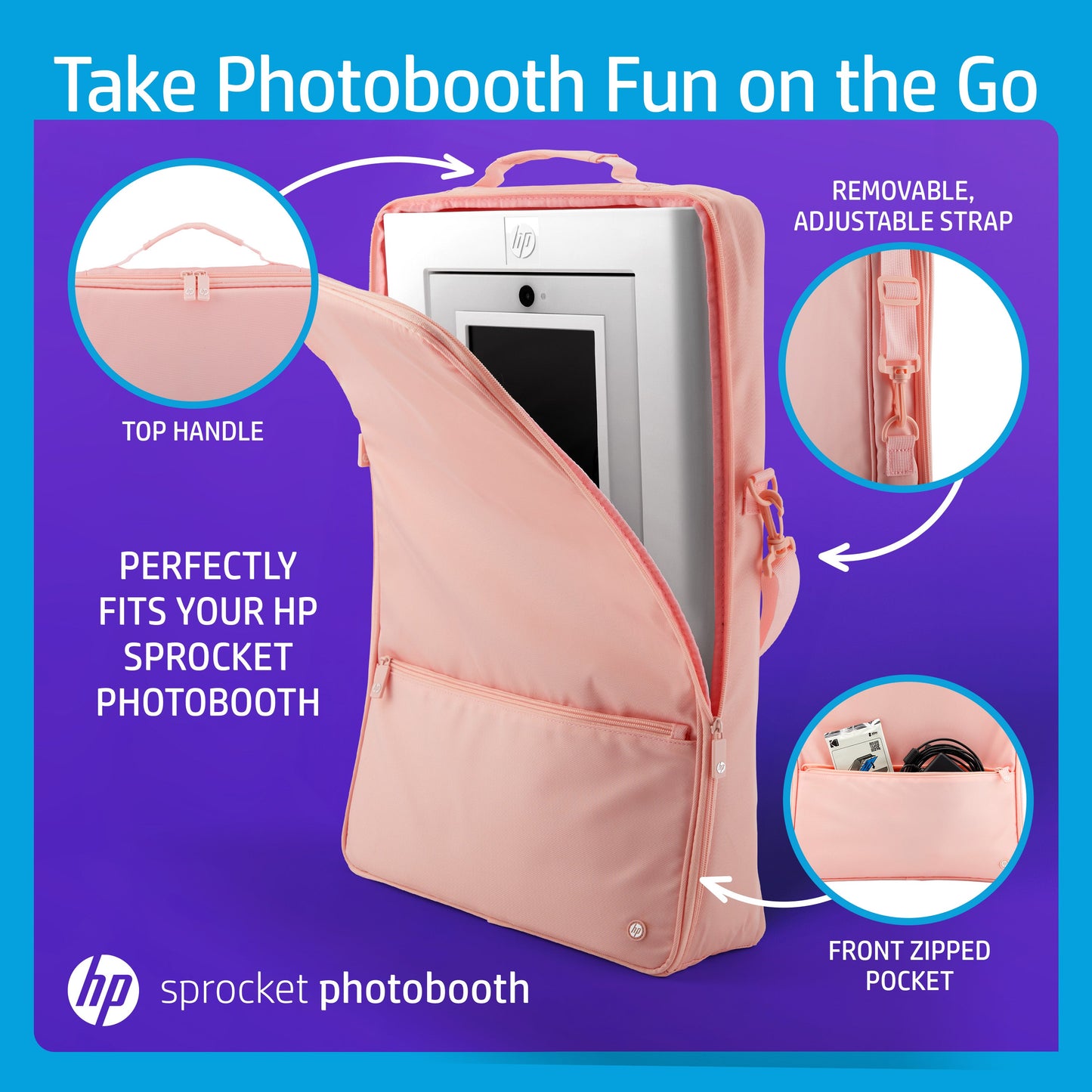 HP | HP Sprocket Photobooth Carrying Case with Removable Shoulder Strap - Pink
