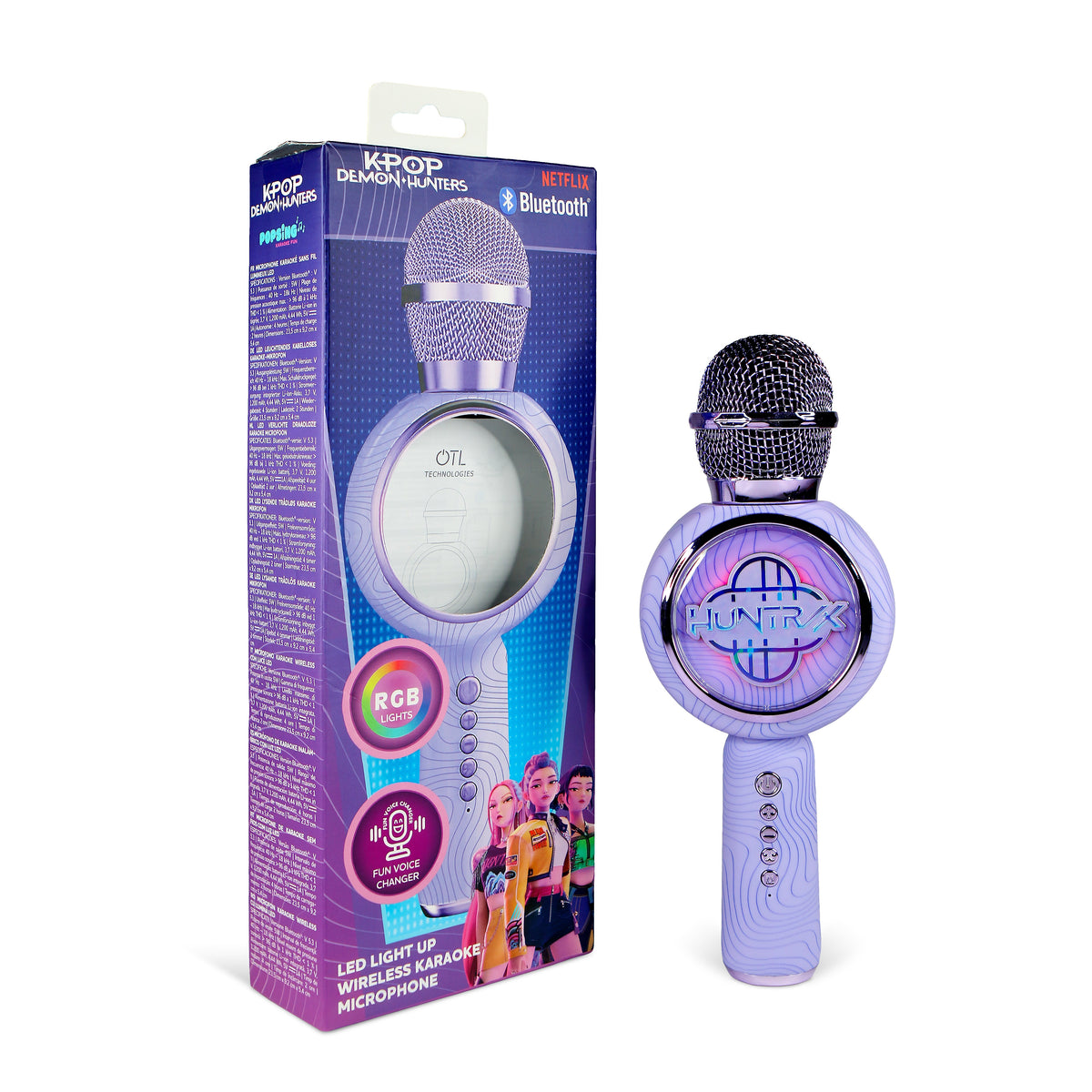 OTL | KPop Demon Hunters Karaoke Microphone and Wireless Speaker with LED Lights Purple