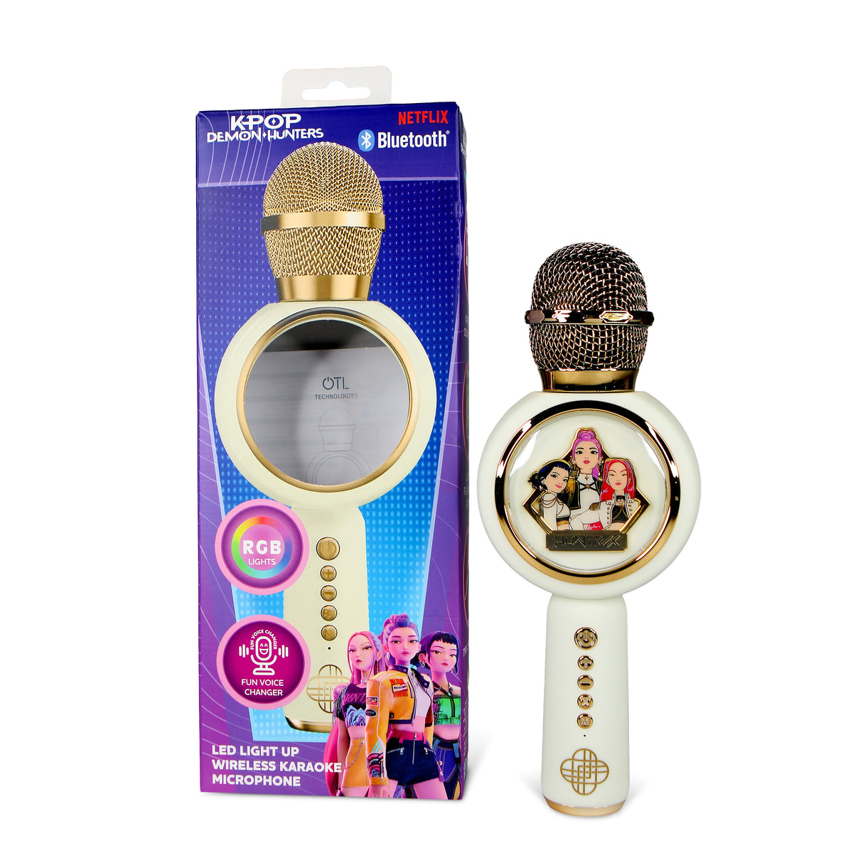 OTL | KPop Demon Hunters Huntr/x Golden Karaoke Microphone and Wireless Speaker with LED Lights Cream