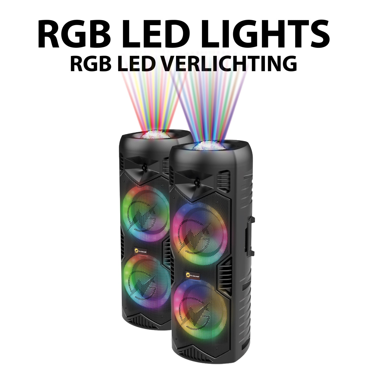 N-Gear | LGP5150 Wireless Bluetooth Party Speaker Karaoke Set 1 Microphone Disco Lighting Stealth Black