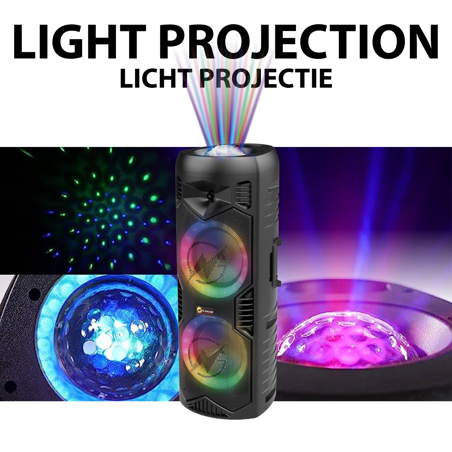 N-Gear | LGP5150 Wireless Bluetooth Party Speaker Karaoke Set 1 Microphone Disco Lighting Stealth Black