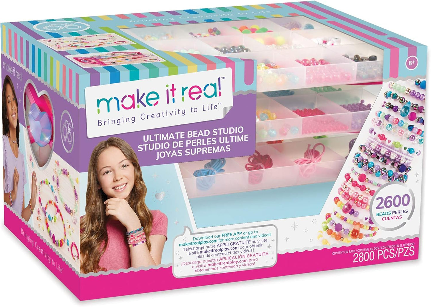 Make it Real | Ultimate Bead Studio Jewellery Making Set with Beads, Charms and Storage Box