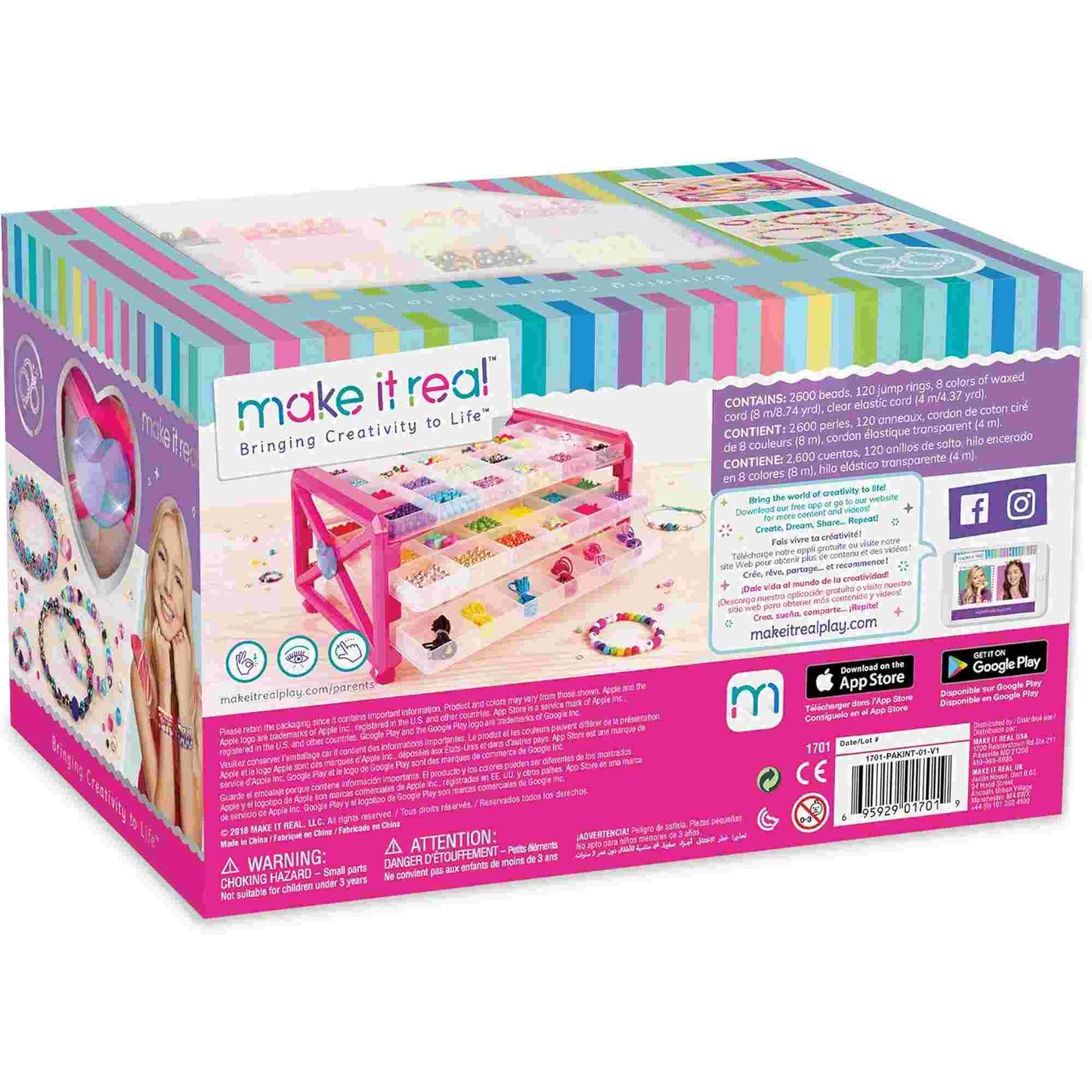 Make it Real | Ultimate Bead Studio Jewellery Making Set with Beads, Charms and Storage Box