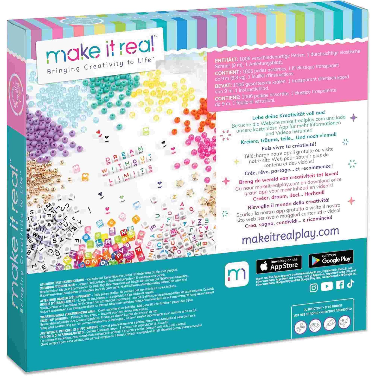 Make it Real | Say Yes 1000 Piece Deluxe Alphabet Beads Bracelet Kit Craft Set