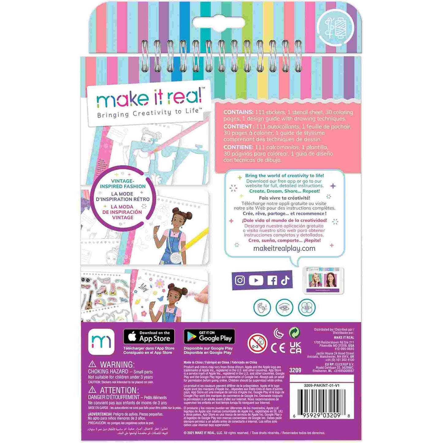 Make it Real | Blooming Vibes Design Sketchbook with Stencils and Stickers