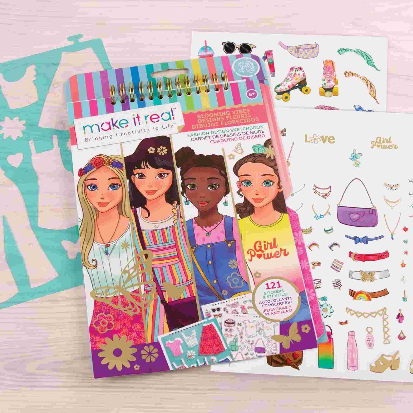 Make it Real | Blooming Vibes Design Sketchbook with Stencils and Stickers