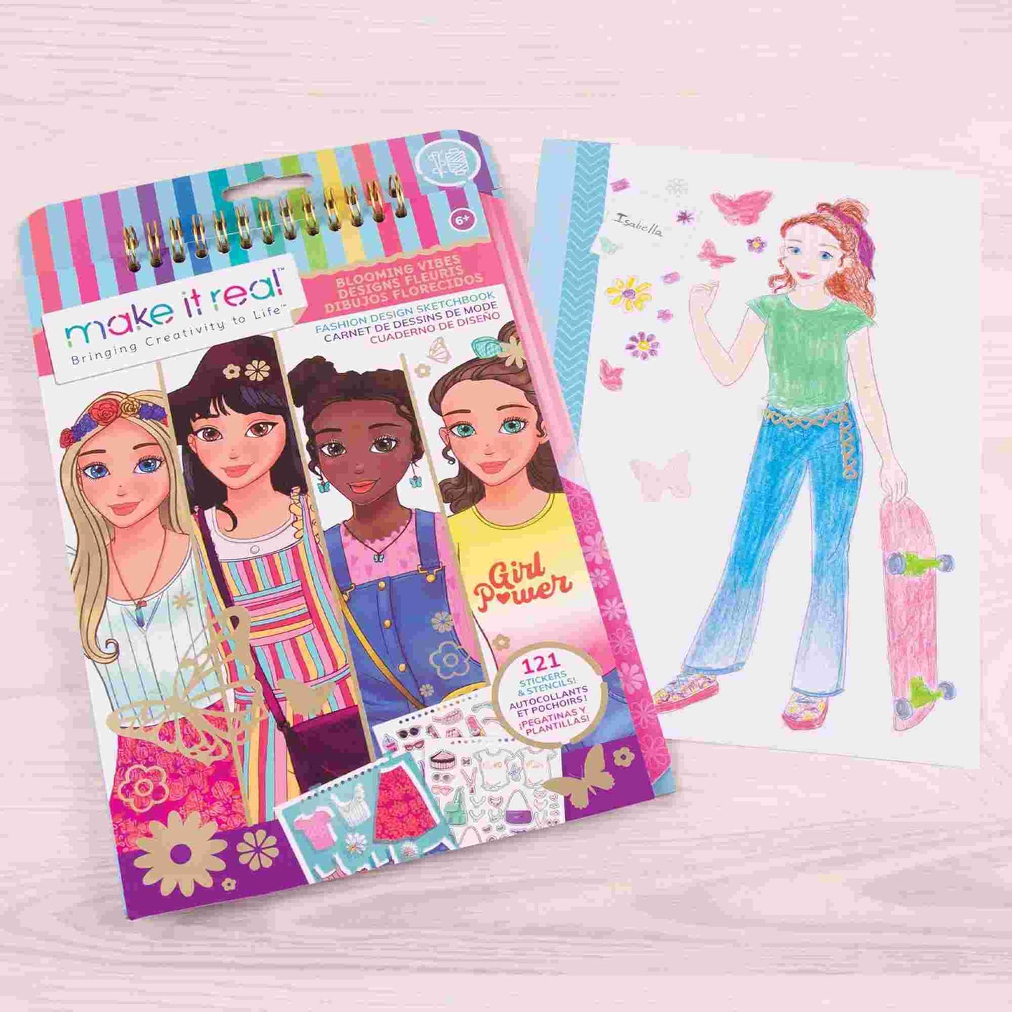 Make it Real | Blooming Vibes Design Sketchbook with Stencils and Stickers