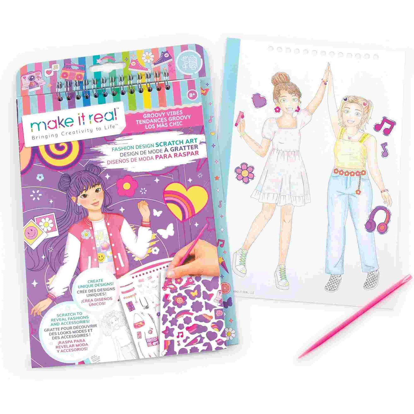 Make it Real | Groovy Vibes Design Sketchbook with Stencils and Stickers