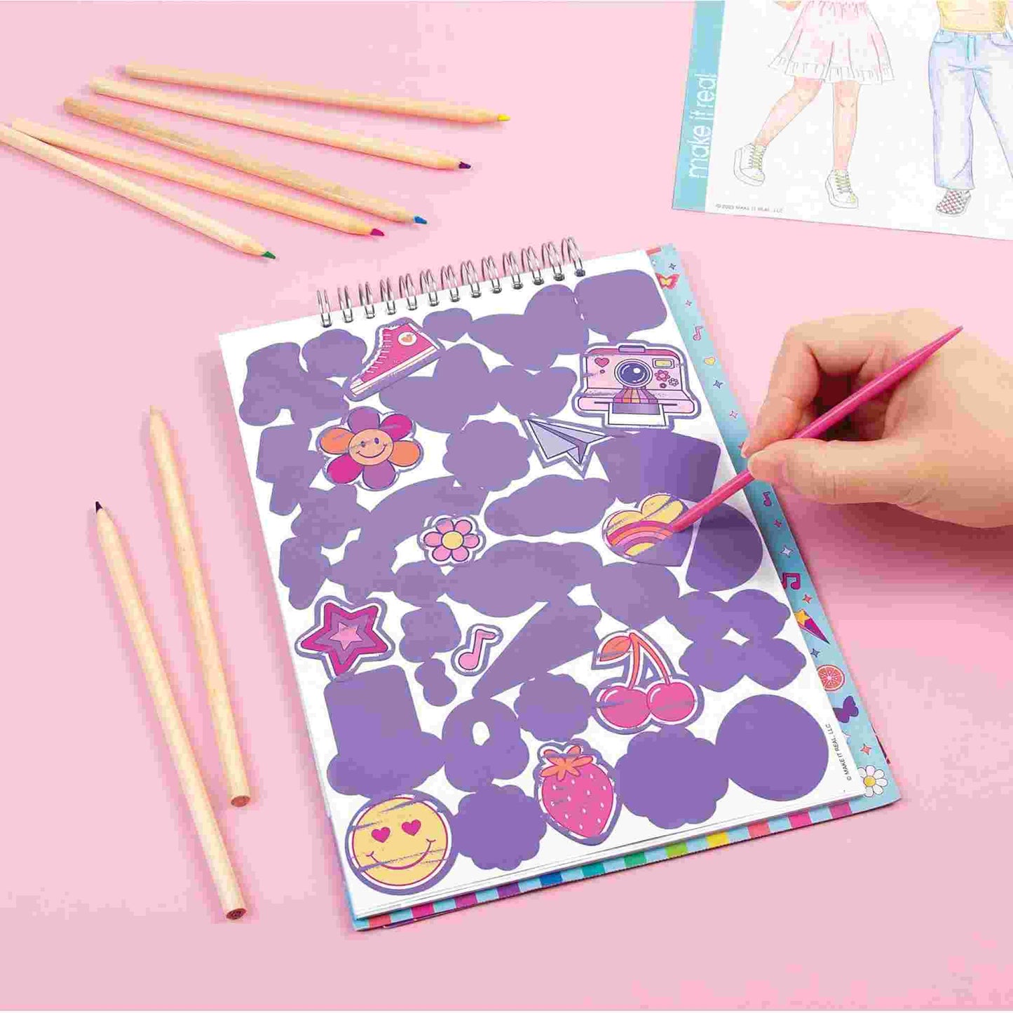Make it Real | Groovy Vibes Design Sketchbook with Stencils and Stickers
