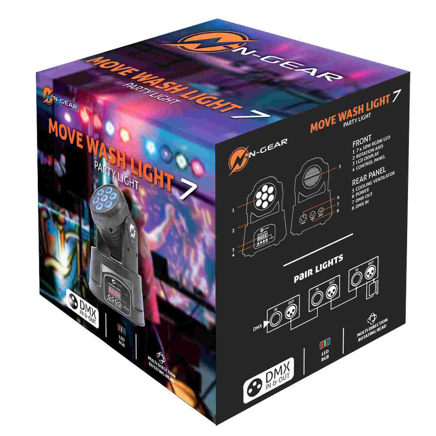 N-Gear | MWL7 Moving Head Disco Lighting with RGB LEDs