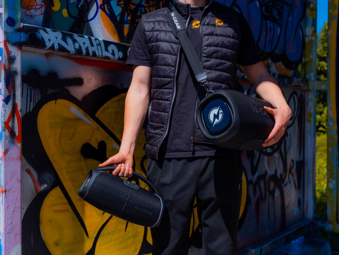 N-Gear | NRG500 Bluetooth Speaker Partybox with Lighting & Microphone IPX5 Waterproof Black