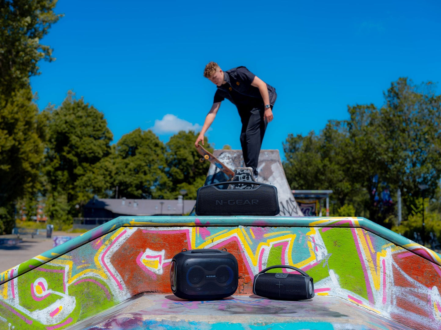 N-Gear | NRG500 Bluetooth Speaker Partybox with Lighting & Microphone IPX5 Waterproof Black