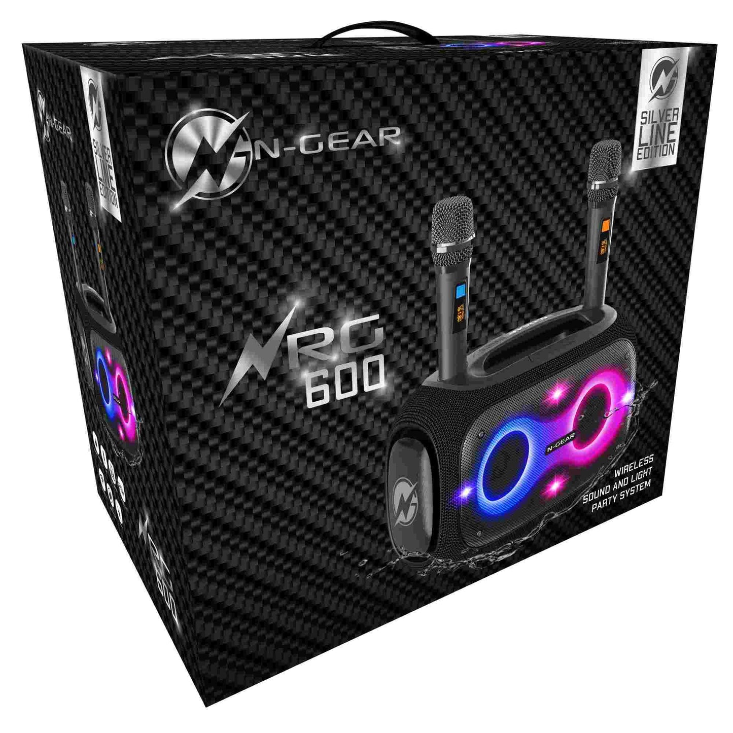N-Gear | NRG600 Bluetooth Speaker Partybox with Lighting & 2 Microphones IPX5 Waterproof Black