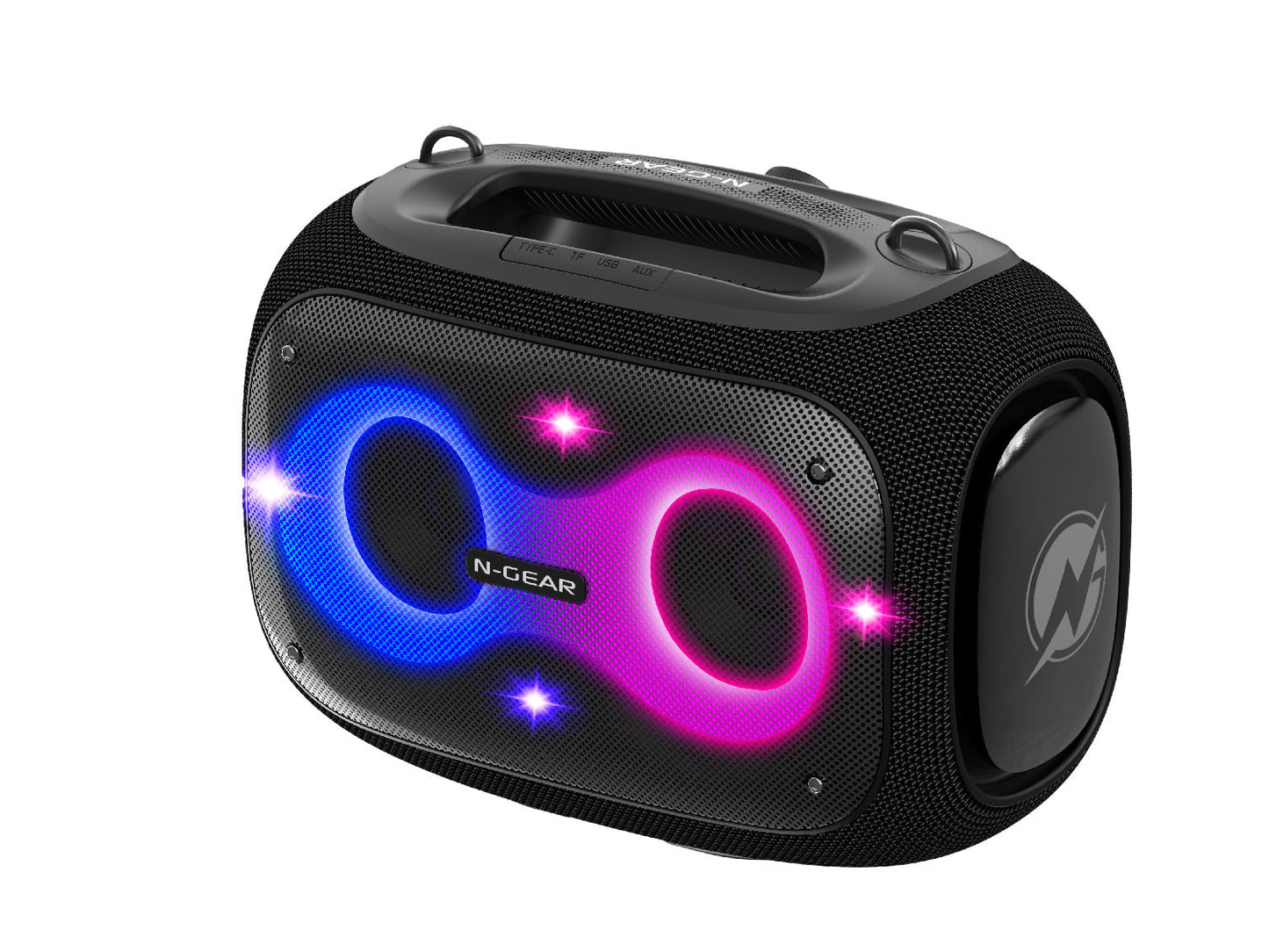 N-Gear | NRG600 Bluetooth Speaker Partybox with Lighting & 2 Microphones IPX5 Waterproof Black