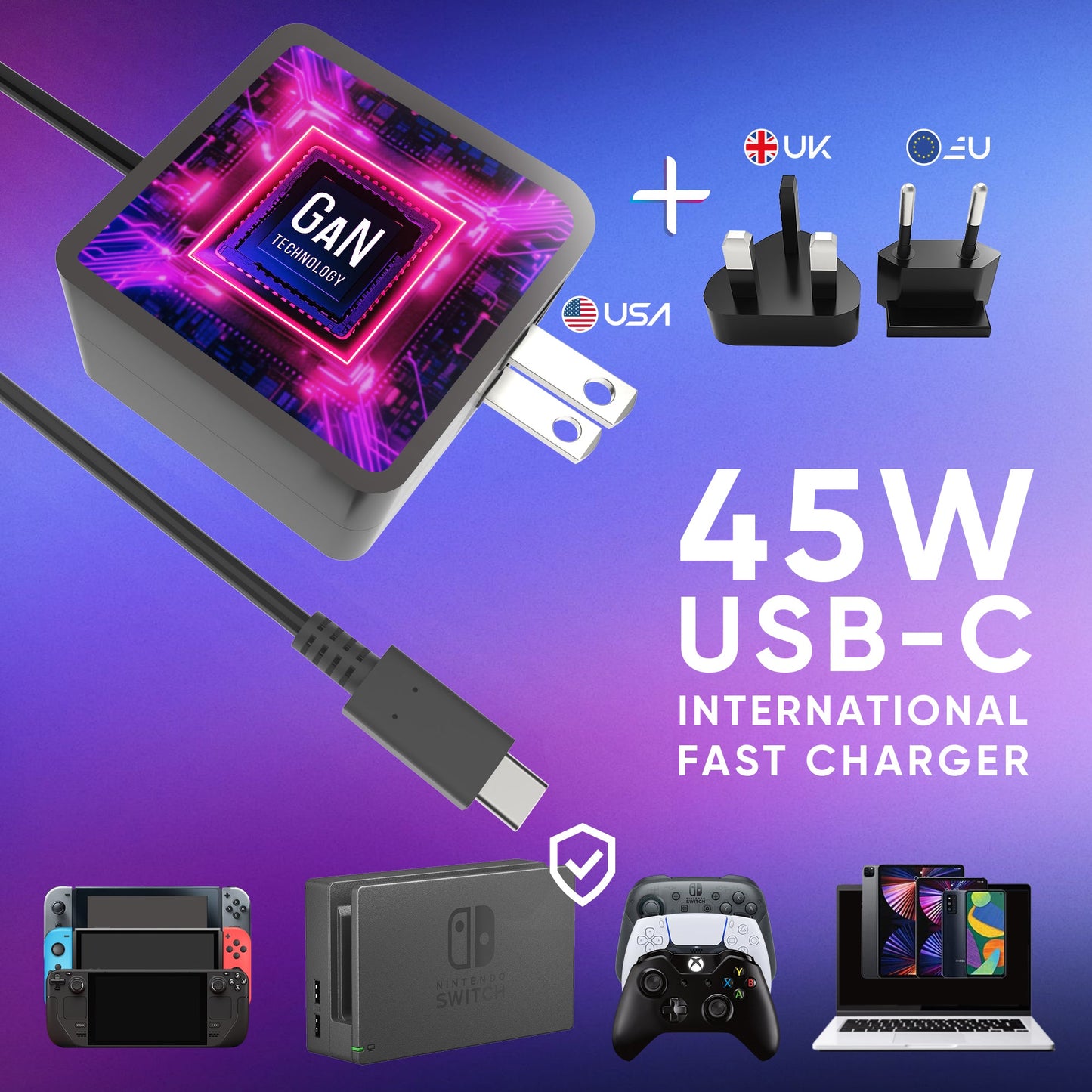 Oniverse | International Fast Charger 45W Adapter for Nintendo Switch 2