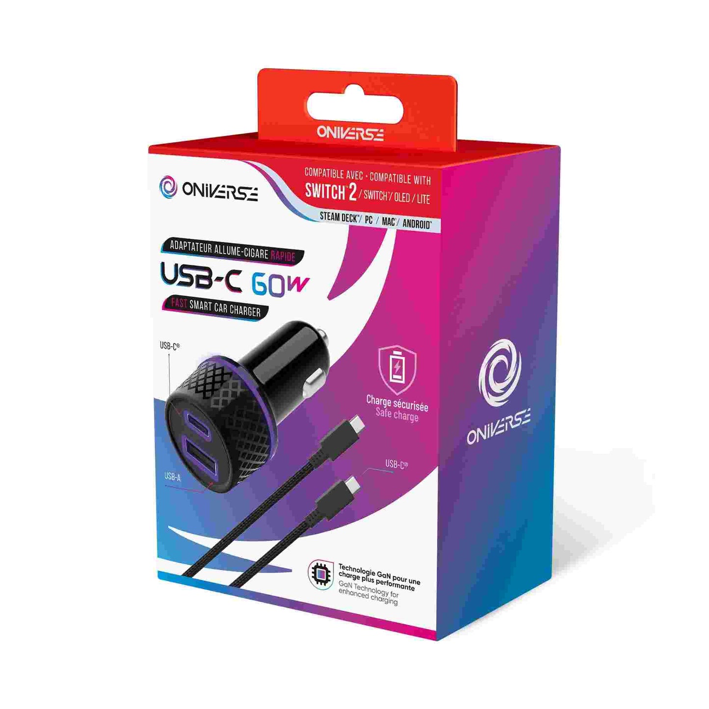 Oniverse | 60w 1.5m Car Charger Adapter for Nintendo Switch 2