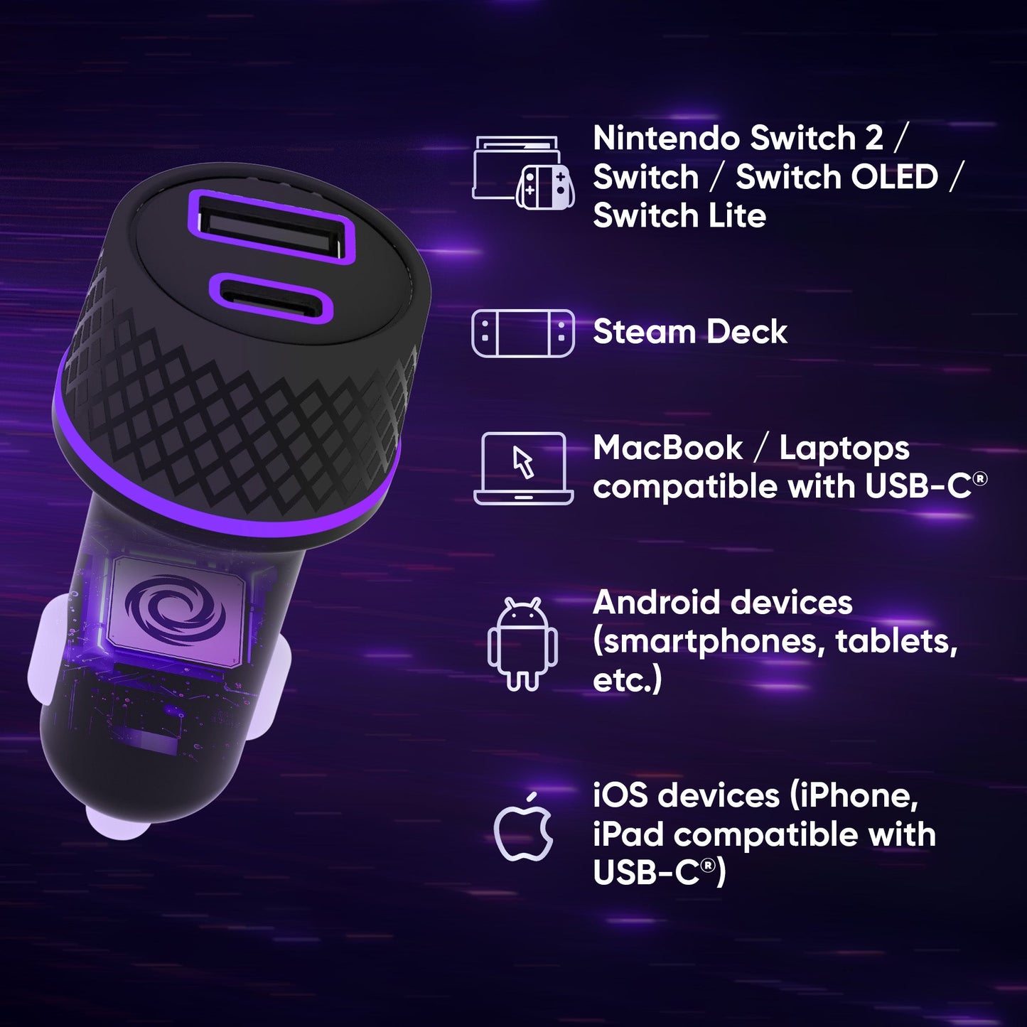 Oniverse | 60w 1.5m Car Charger Adapter for Nintendo Switch 2