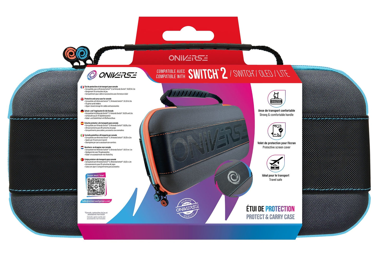 Oniverse | Nintendo Switch 2 Carrying Case with Blue & Orange Zip Tag