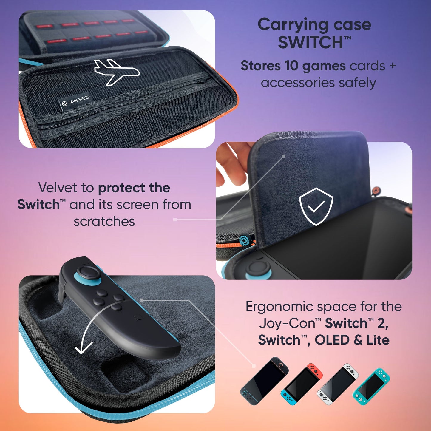 Oniverse | Nintendo Switch 2 Carrying Case with Blue & Orange Zip Tag