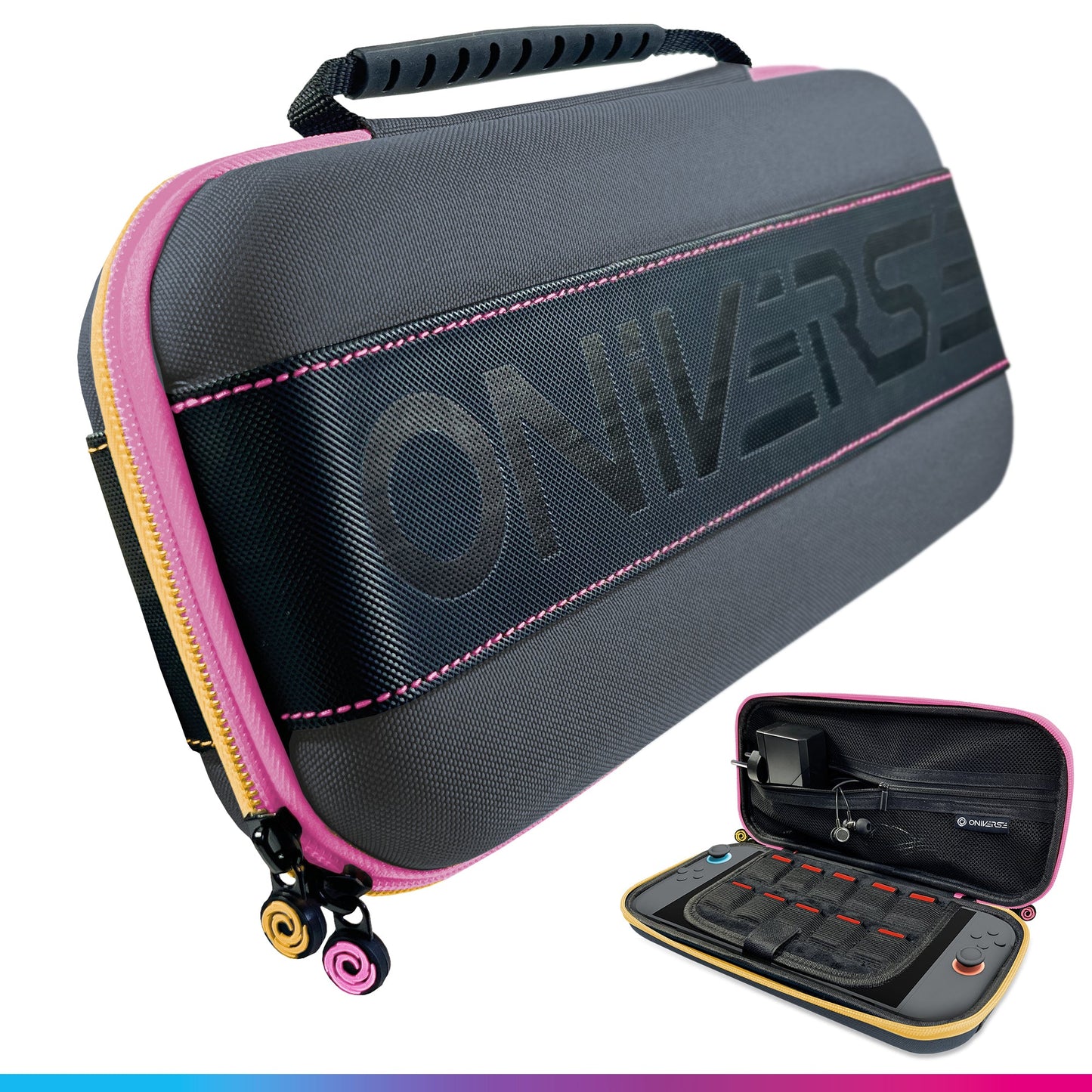 Oniverse | Nintendo Switch 2 Carrying Case with Pink & Yellow Zip Tag