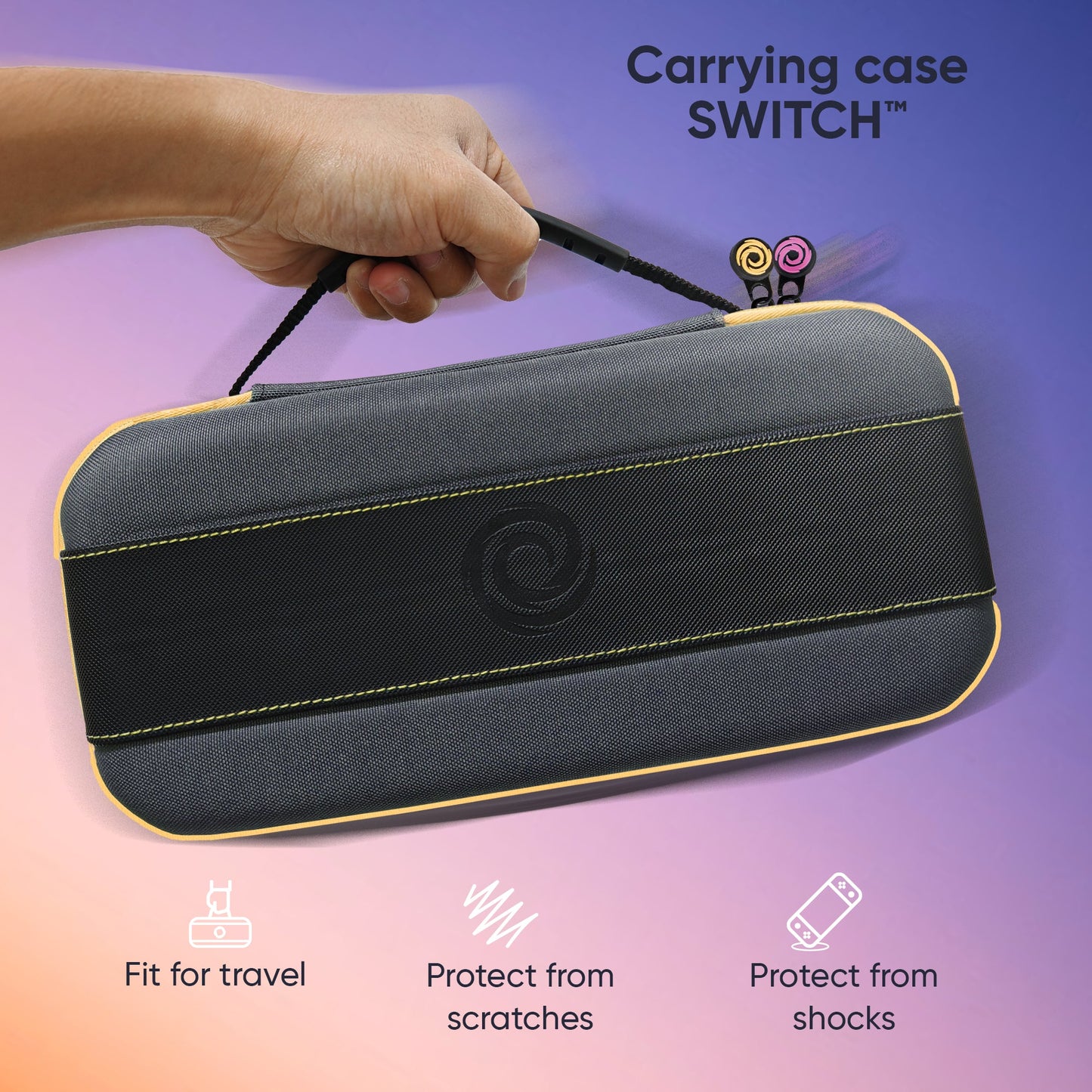 Oniverse | Nintendo Switch 2 Carrying Case with Pink & Yellow Zip Tag