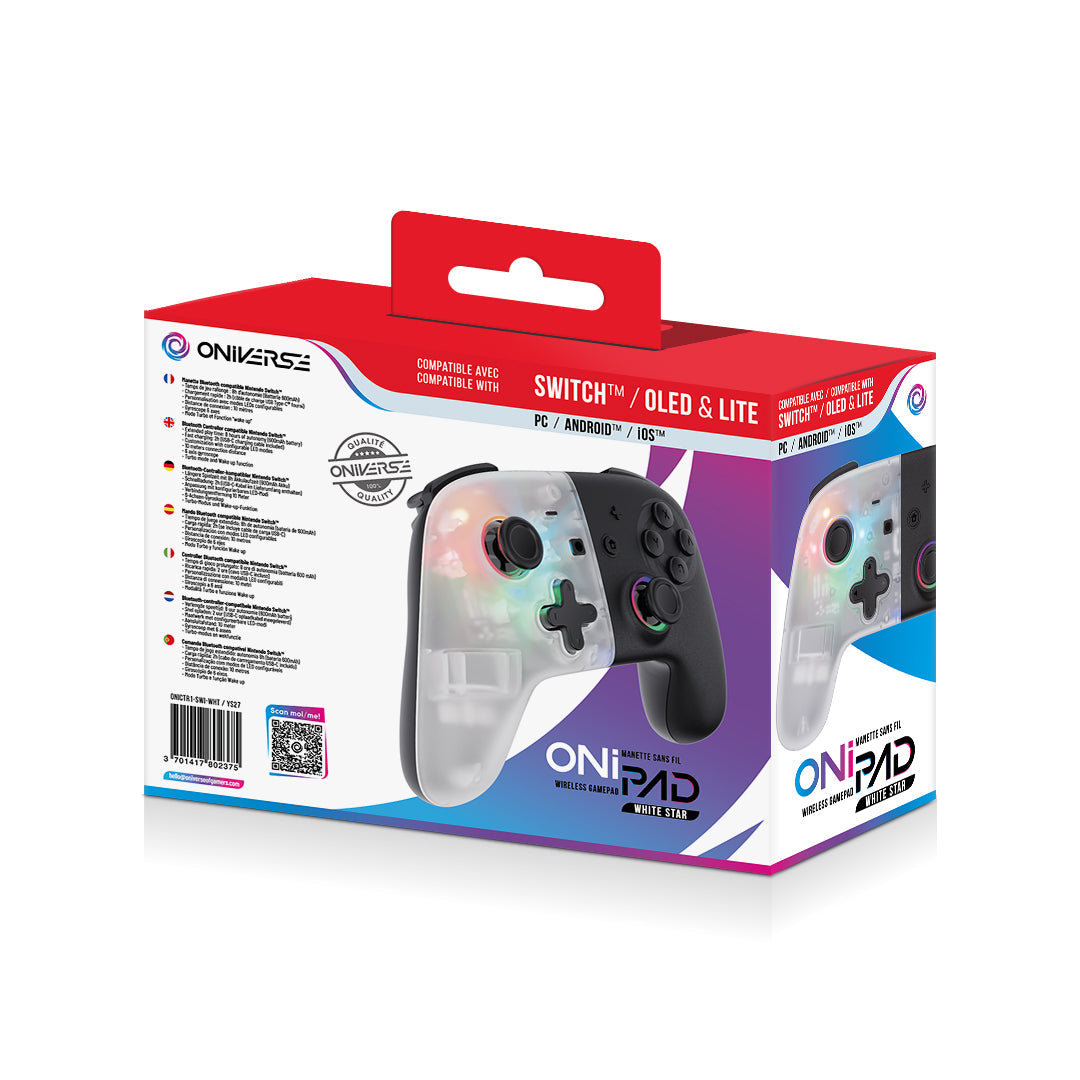 Oniverse | Onipad White Star Bluetooth Controller for Nintendo Switch, PC, Mobile