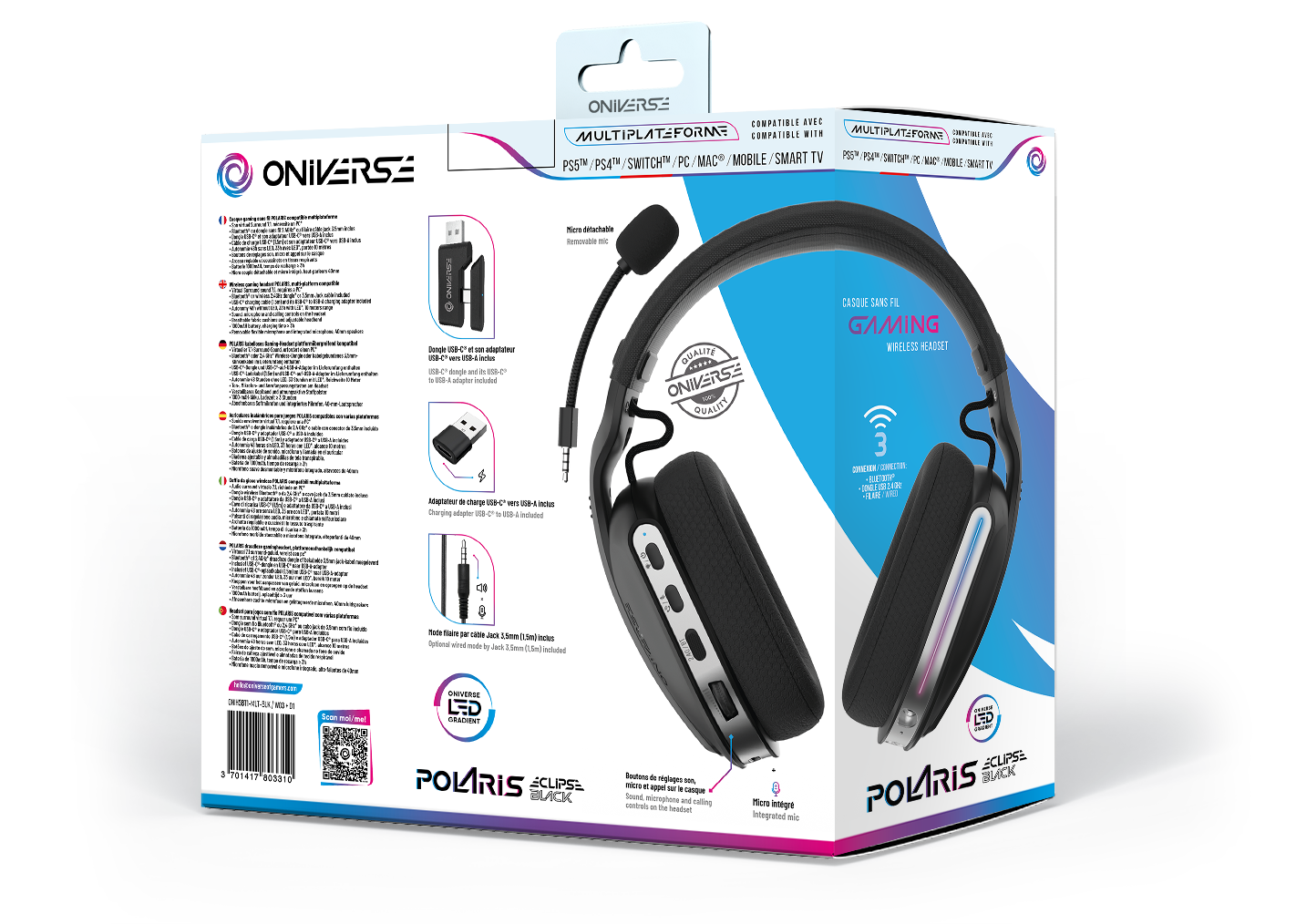 Oniverse | Polaris Multiplatform Wireless Gaming Headset (Eclipse Black)