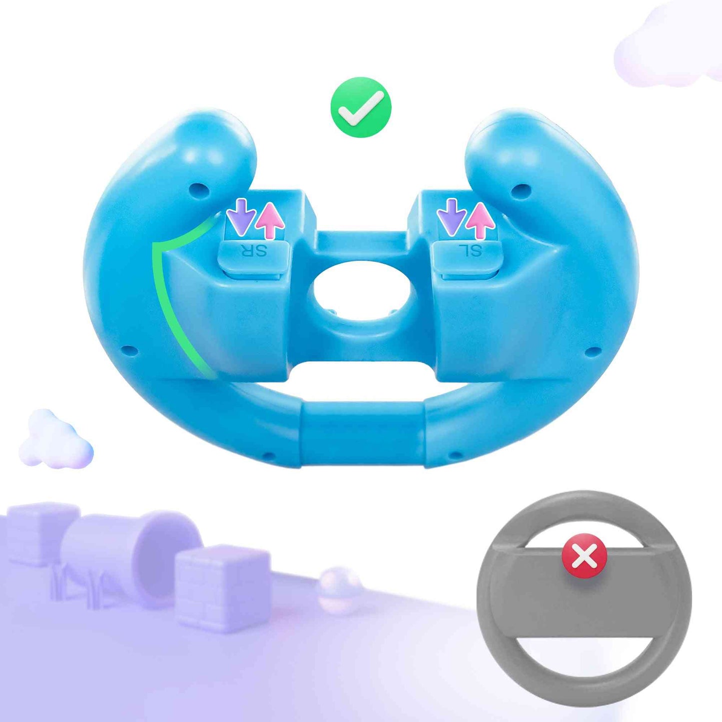 Oniverse | 4 Coloured Racing Wheel Peripherals with Smurfs Kart for Nintendo Switch