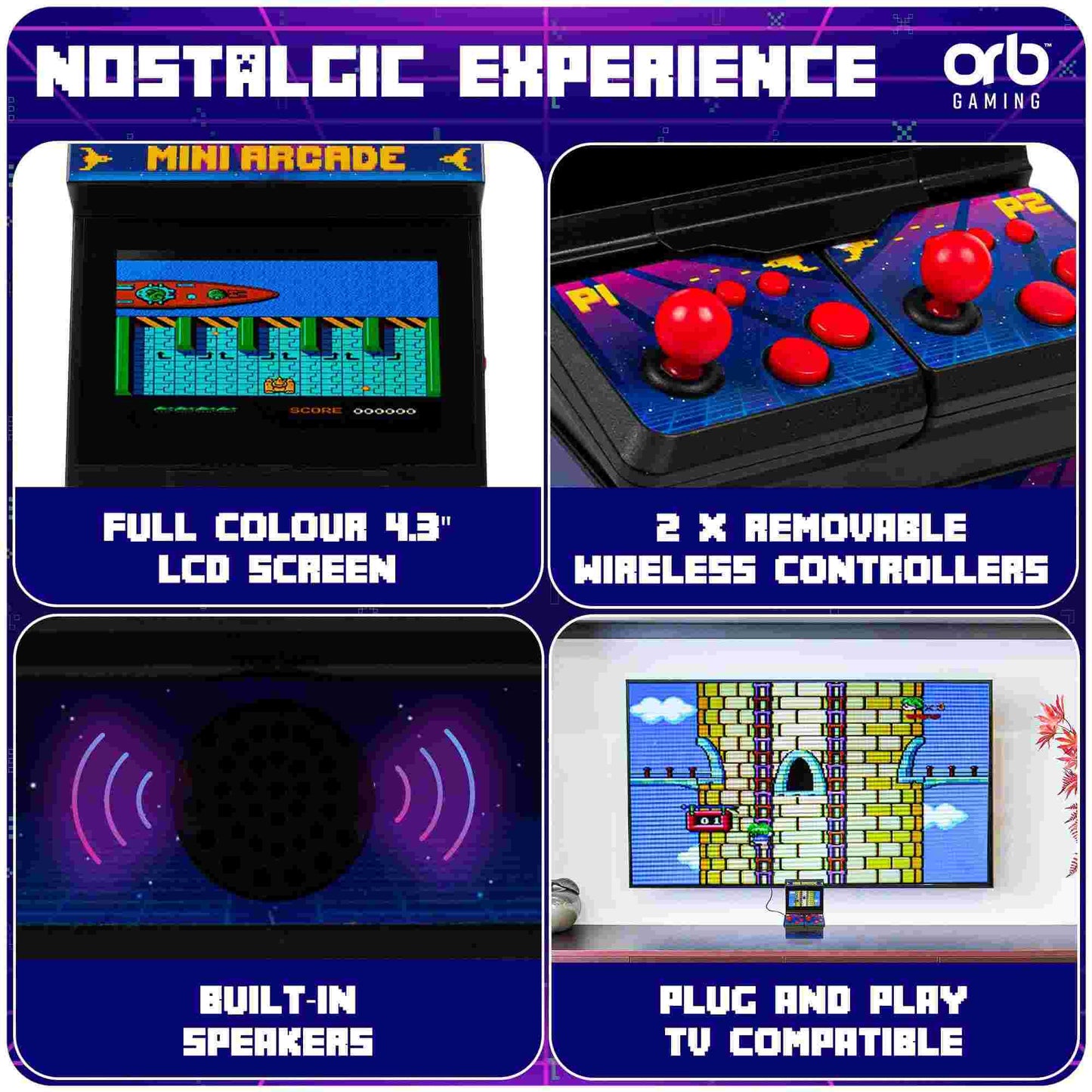 Thumbs Up Orb Retro Mini Arcade Machine (2 Player) 300 Games 216x 1 Player & 84x 2 Player