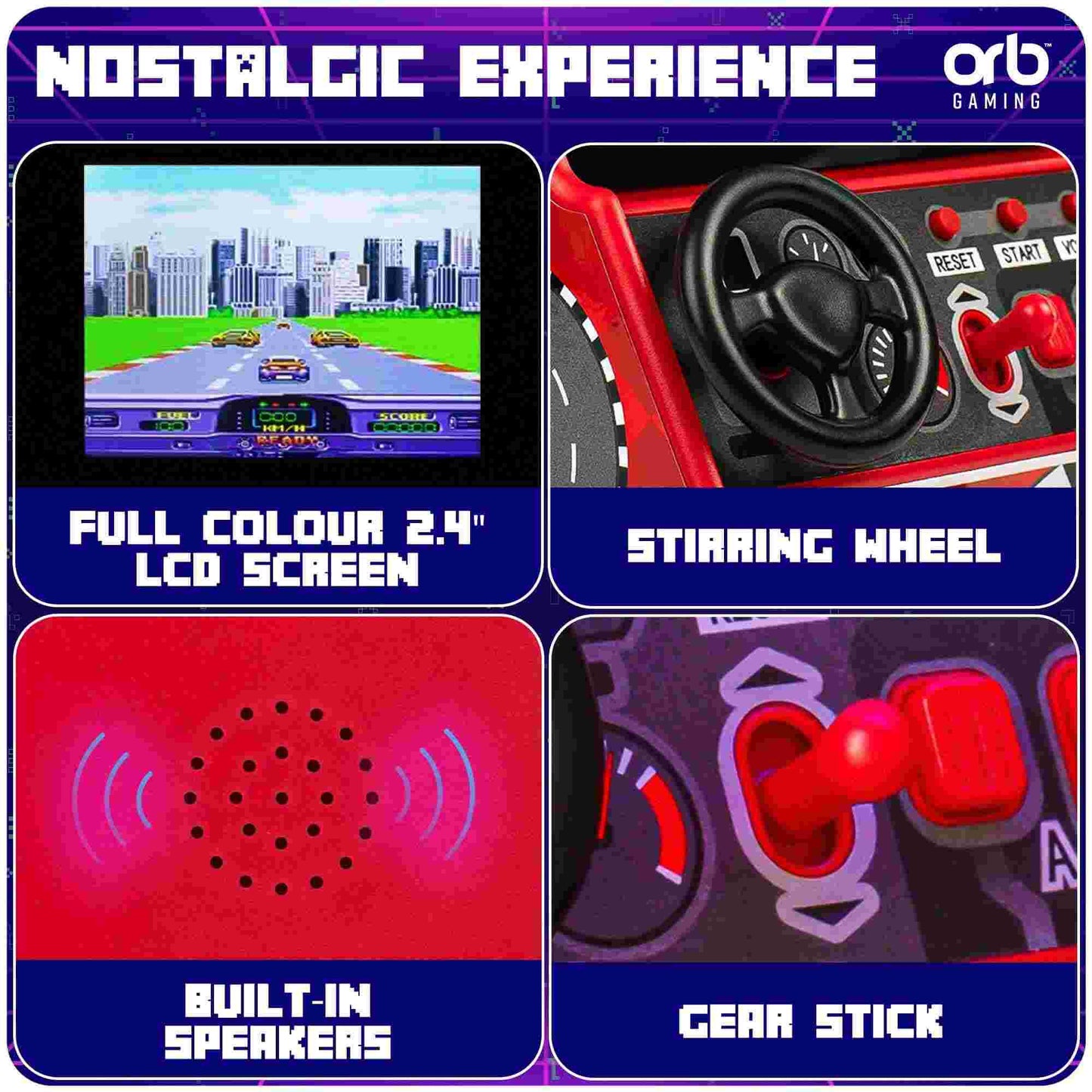 Thumbs Up Orb Retro Mini Racing Arcade Machine Red 30 Games