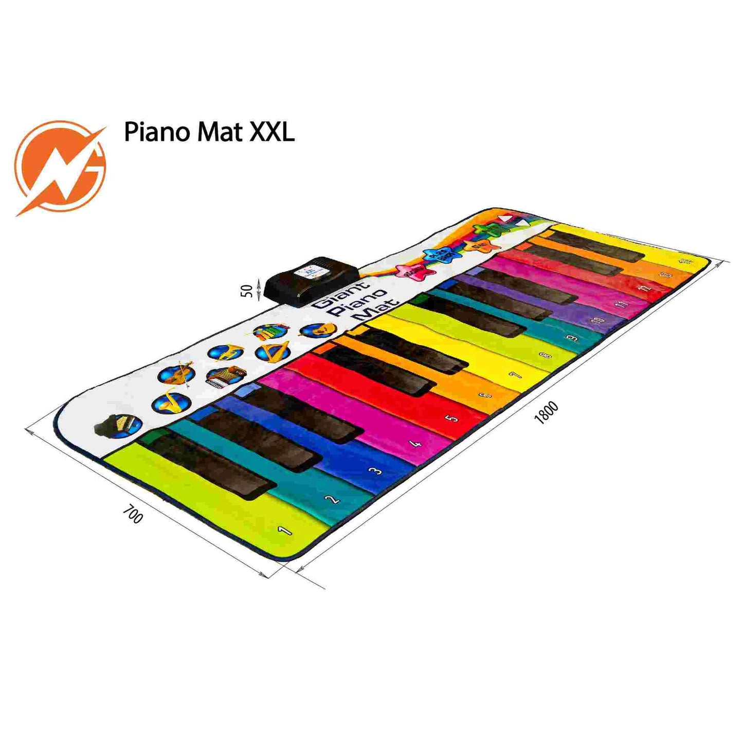 N-Gear | Piano Dance Mat XXL 180CM Interactive Play Mat Music Mat