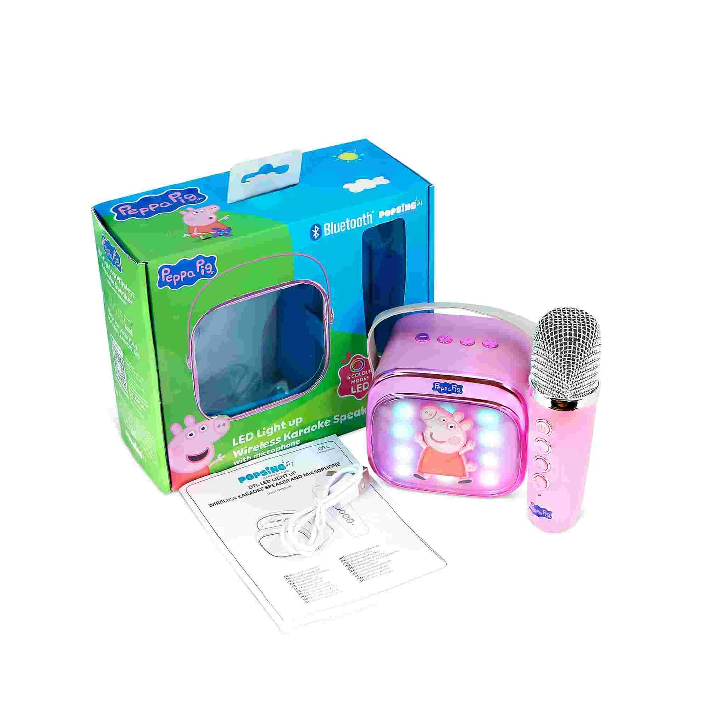 OTL Peppa Pig Popsing Led Light-Up Wireless Karaoke Speaker & Microphone