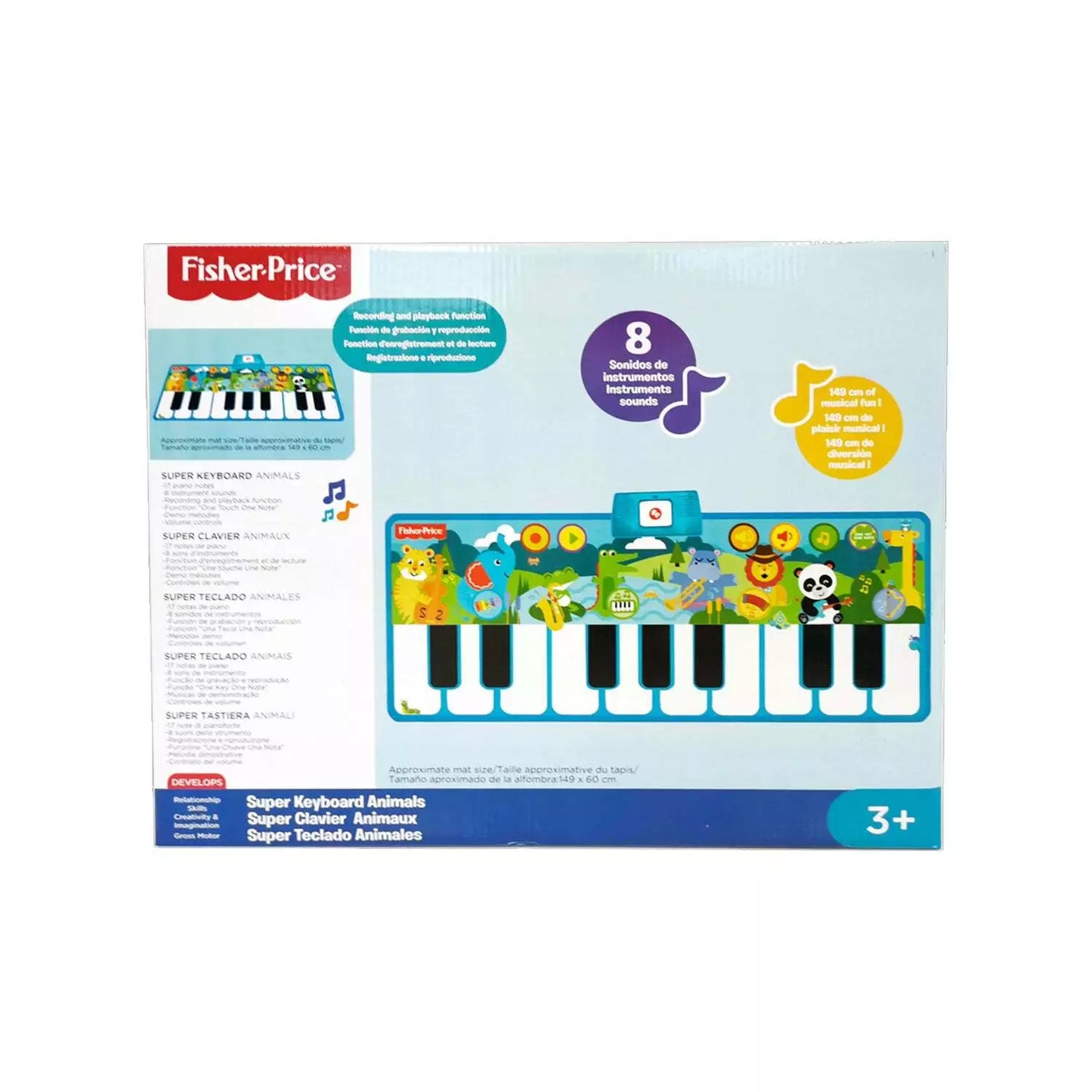 Reig | Fisher Price Animals Floor Piano Mat Keyboard with Lights & Sounds