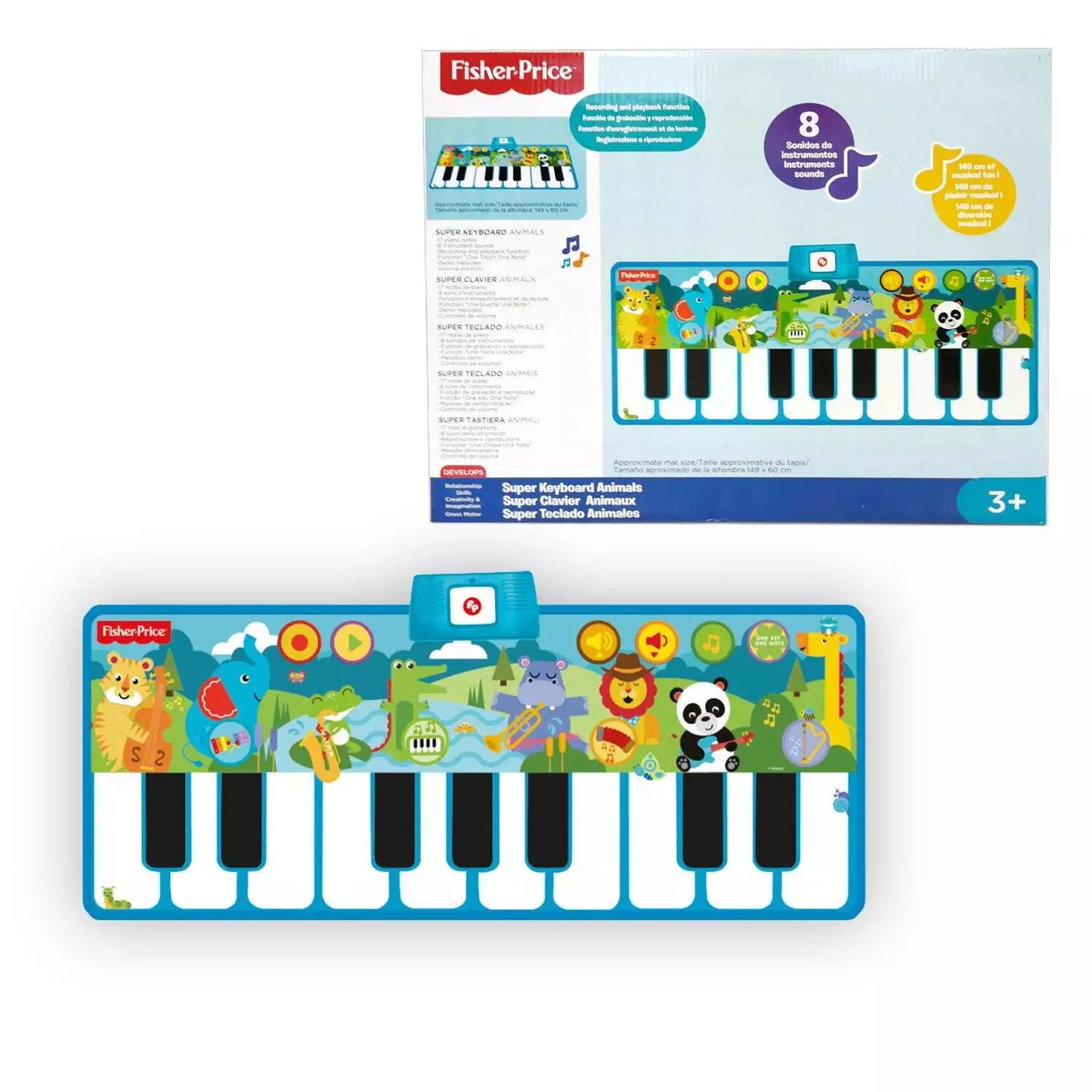 Reig | Fisher Price Animals Floor Piano Mat Keyboard with Lights & Sounds