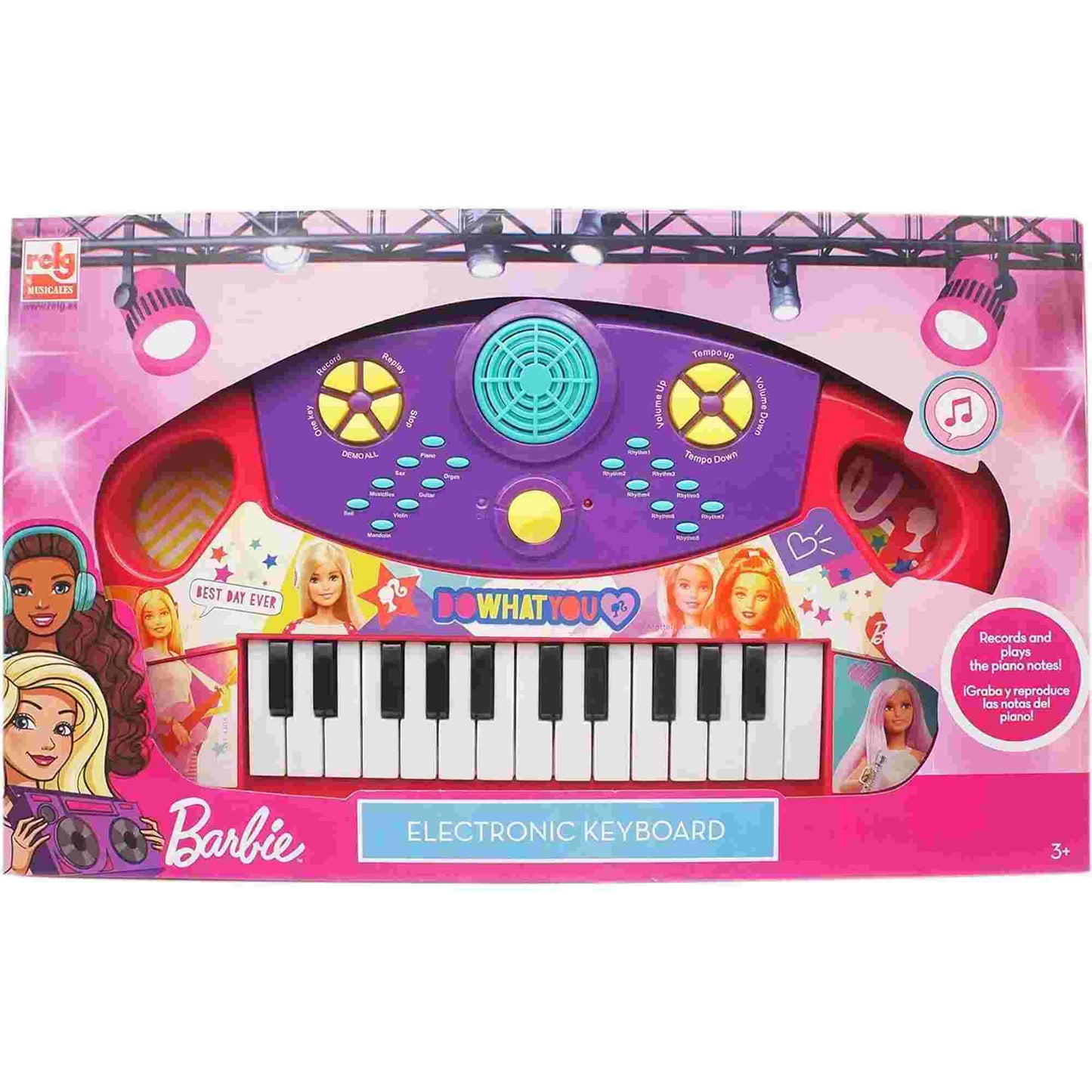 Reig | Barbie Electronic Keyboard with Lights & Sounds