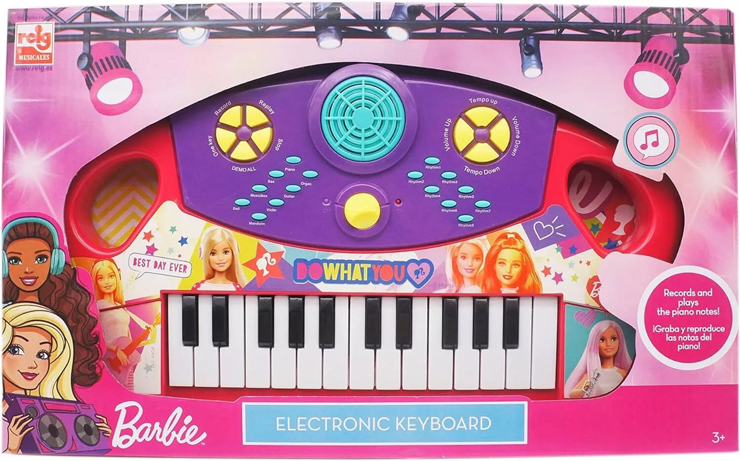 Reig | Barbie Electronic Keyboard with Lights & Sounds
