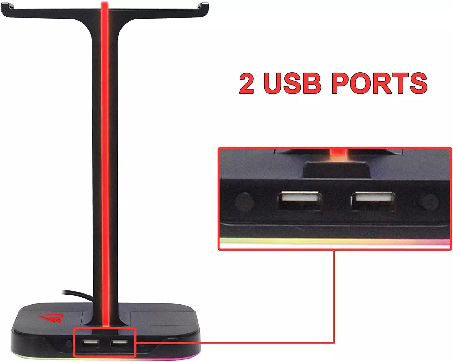 Subsonic | Raiden Dual Headset Stand with USB & LED Lighting