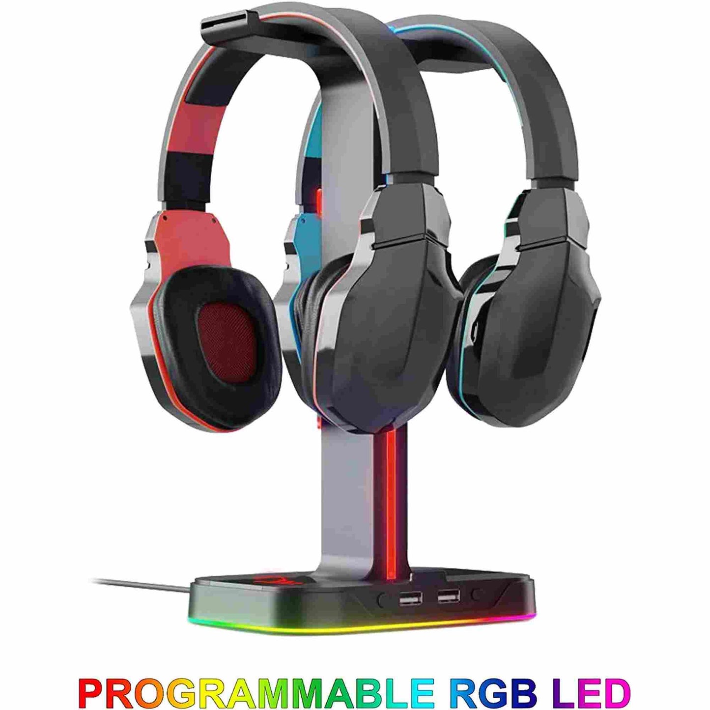 Subsonic | Raiden Dual Headset Stand with USB & LED Lighting