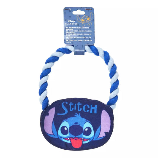 Cerda | Disney Stitch Squeaky Plush and Rope Dog Toy Loop