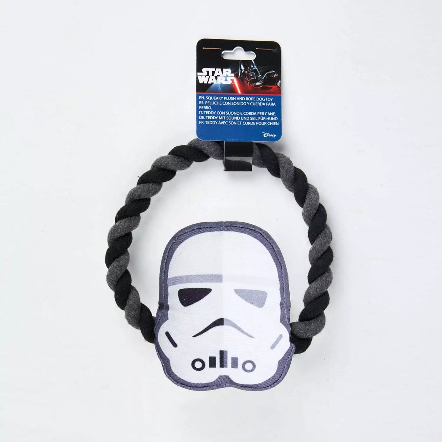 Cerda | Star Wars Storm Trooper Squeaky Plush and Rope Dog Toy Loop