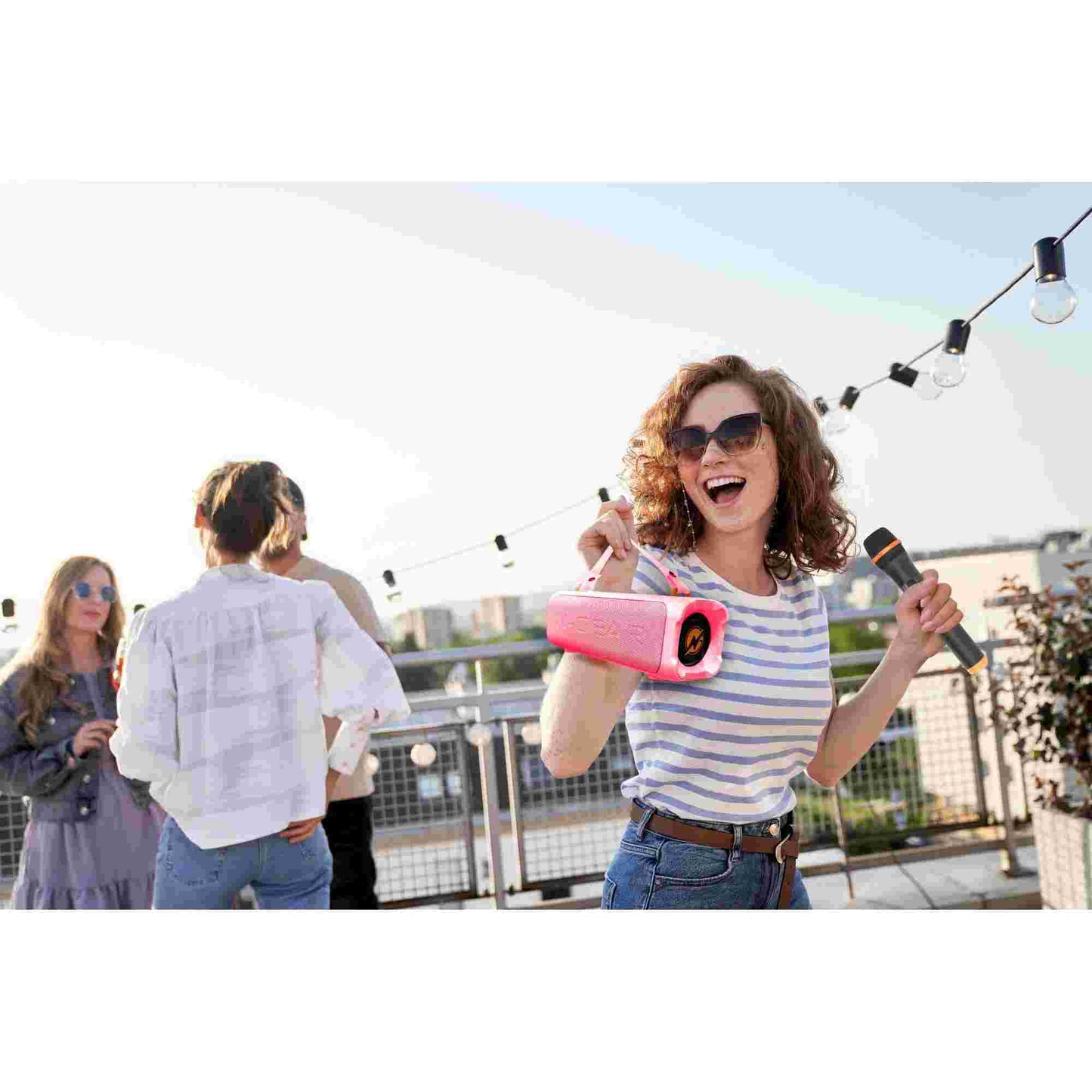 N-Gear | Blazooka 703P Bluetooth Speaker Karaoke Set Party Box with Microphone Pink