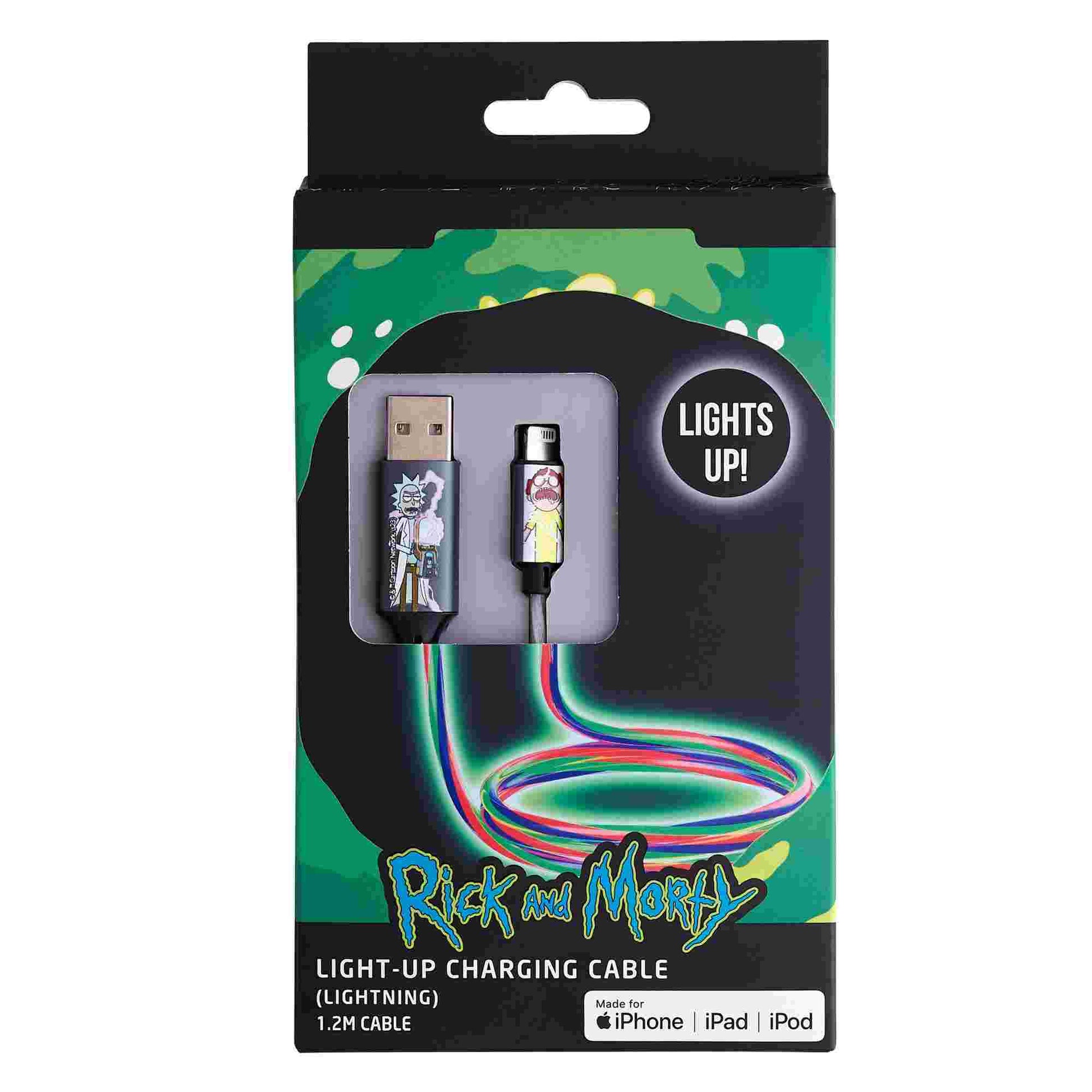 Lazerbuilt | Rick and Morty USB to Lightning Charging & Data Sync Cable With Flowing Night 1.2M