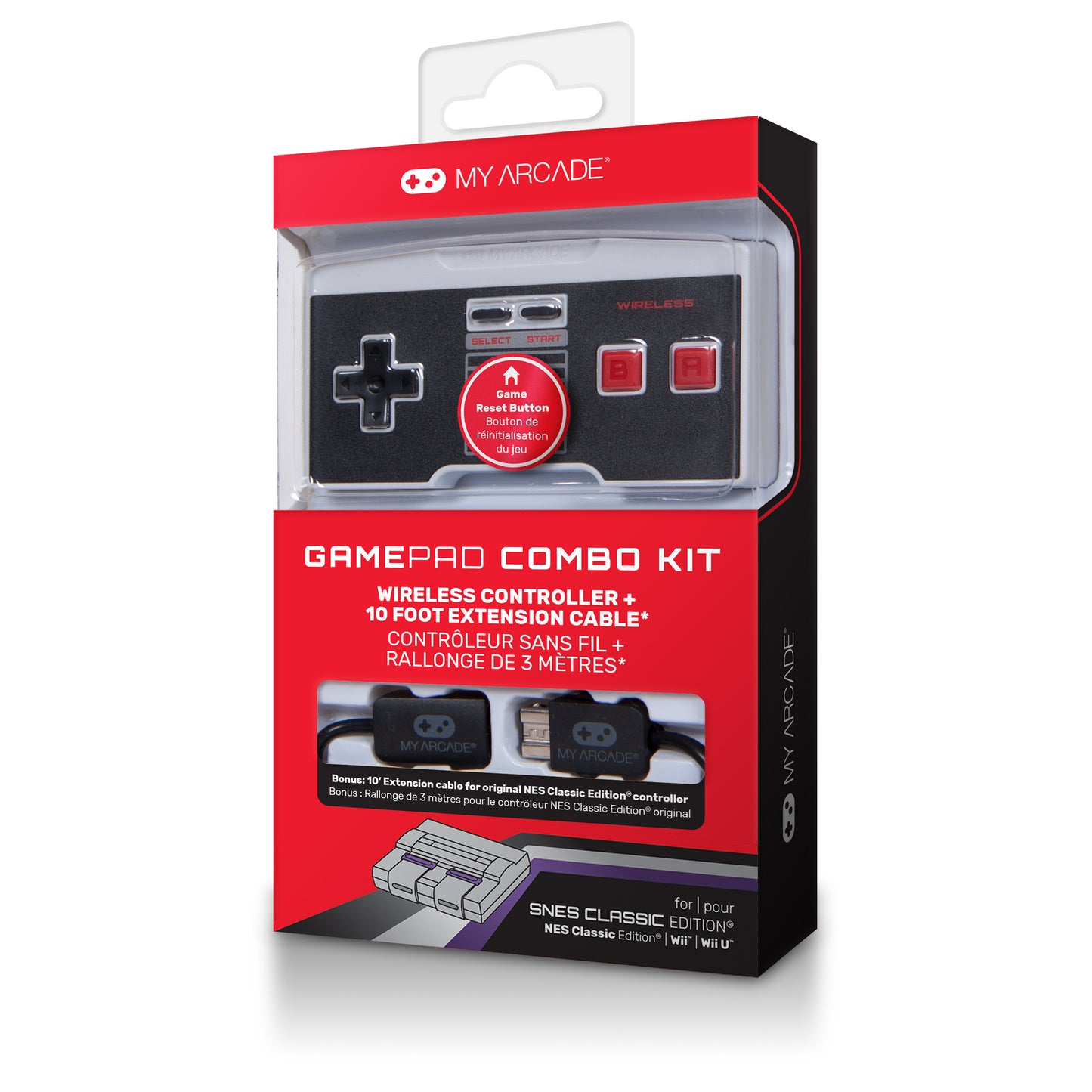 My Arcade | Wireless Controller + 10 Foot Extension Cable Gamepad Combo Kit - xploregifts