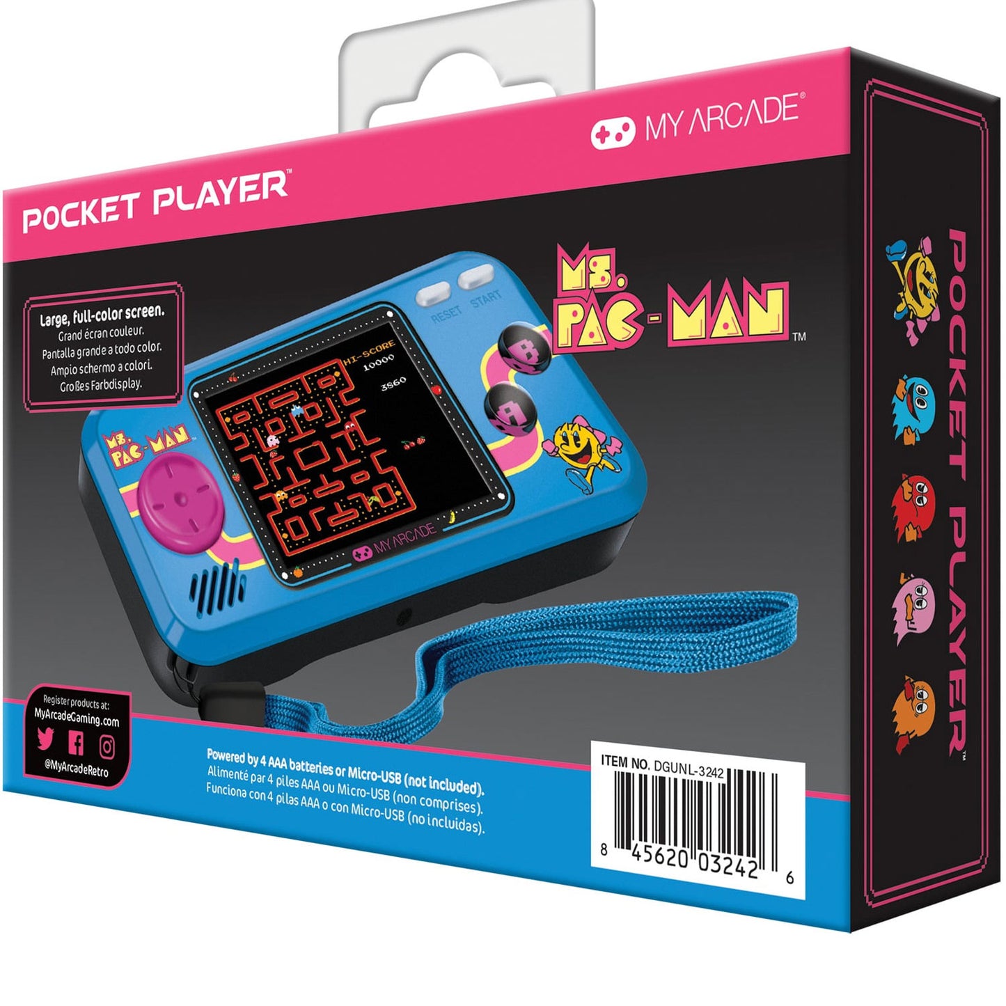 My Arcade | Pocket Player Pro Ms. Pac-Man Portable Gaming System (3 Games In 1)