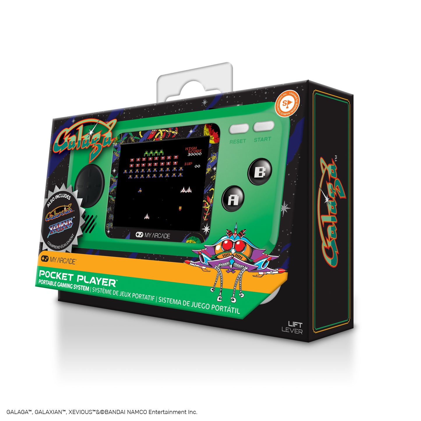 My Arcade | Pocket Player Galaga Portable Gaming System (3 Games In 1) - xploregifts