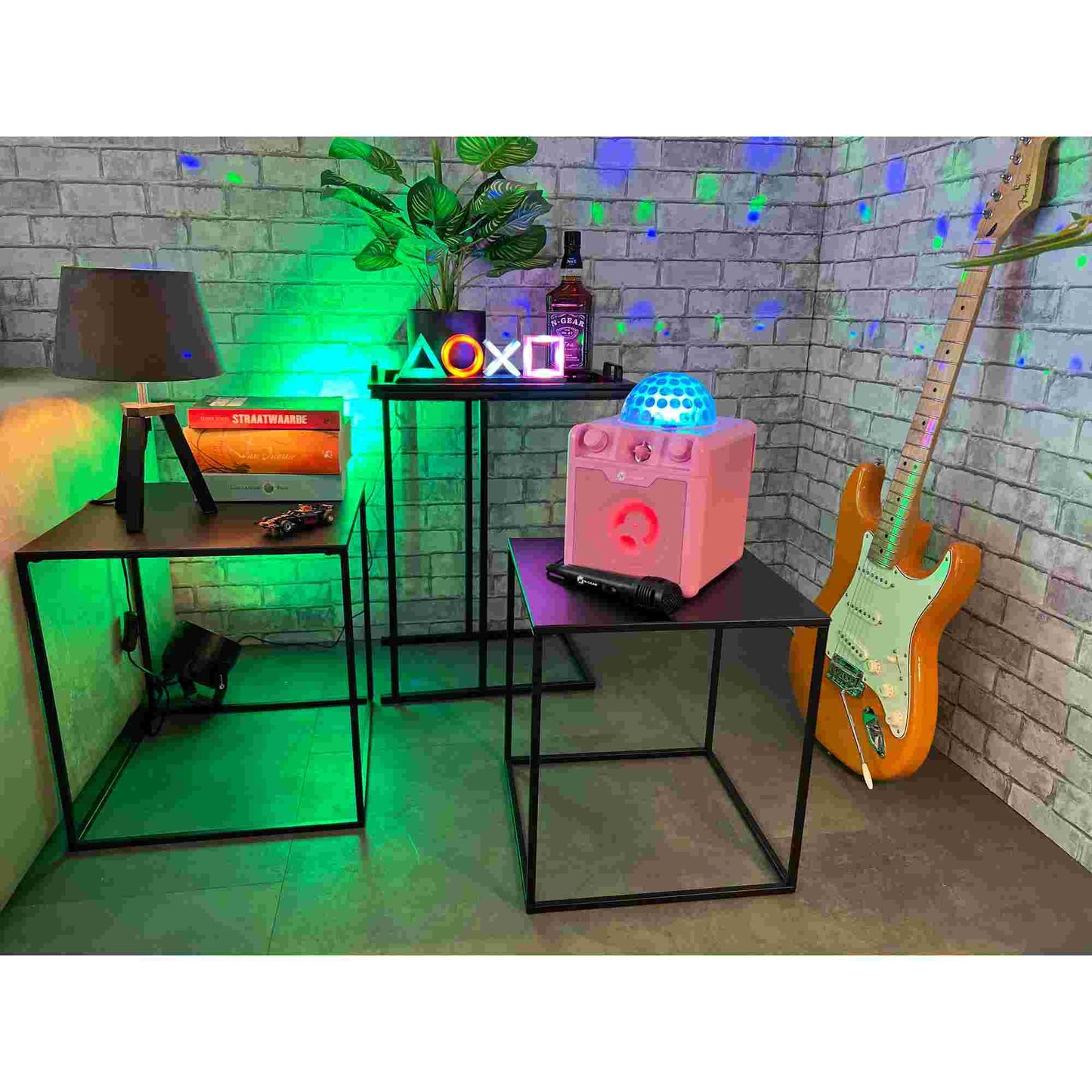 N-Gear | Disco Block 410 Bluetooth Speaker Karaoke Set Party Box with 2 Microphones Pink