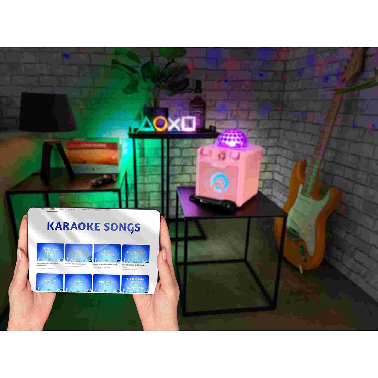 N-Gear | Disco Block 410 Bluetooth Speaker Karaoke Set Party Box with 2 Microphones Pink